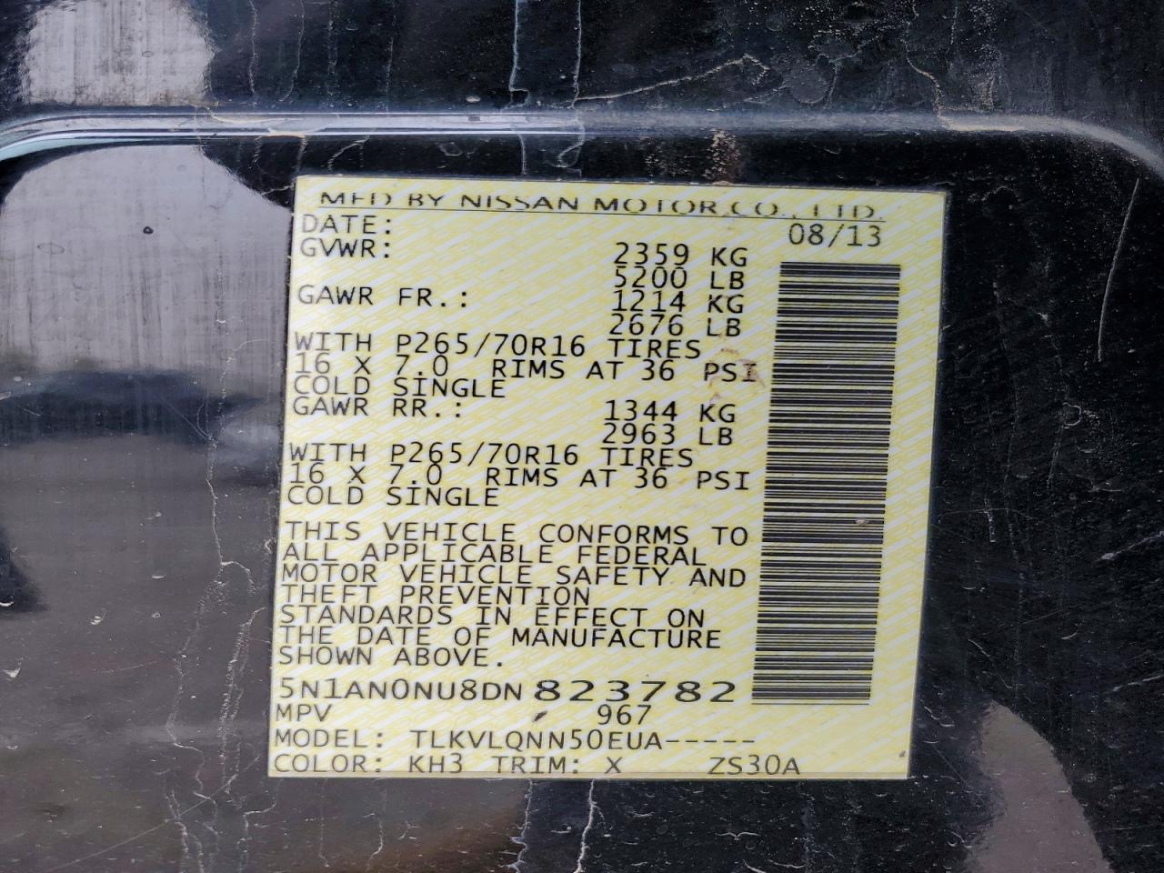 2013 Nissan Xterra X Black vin: 5N1AN0NU8DN823782