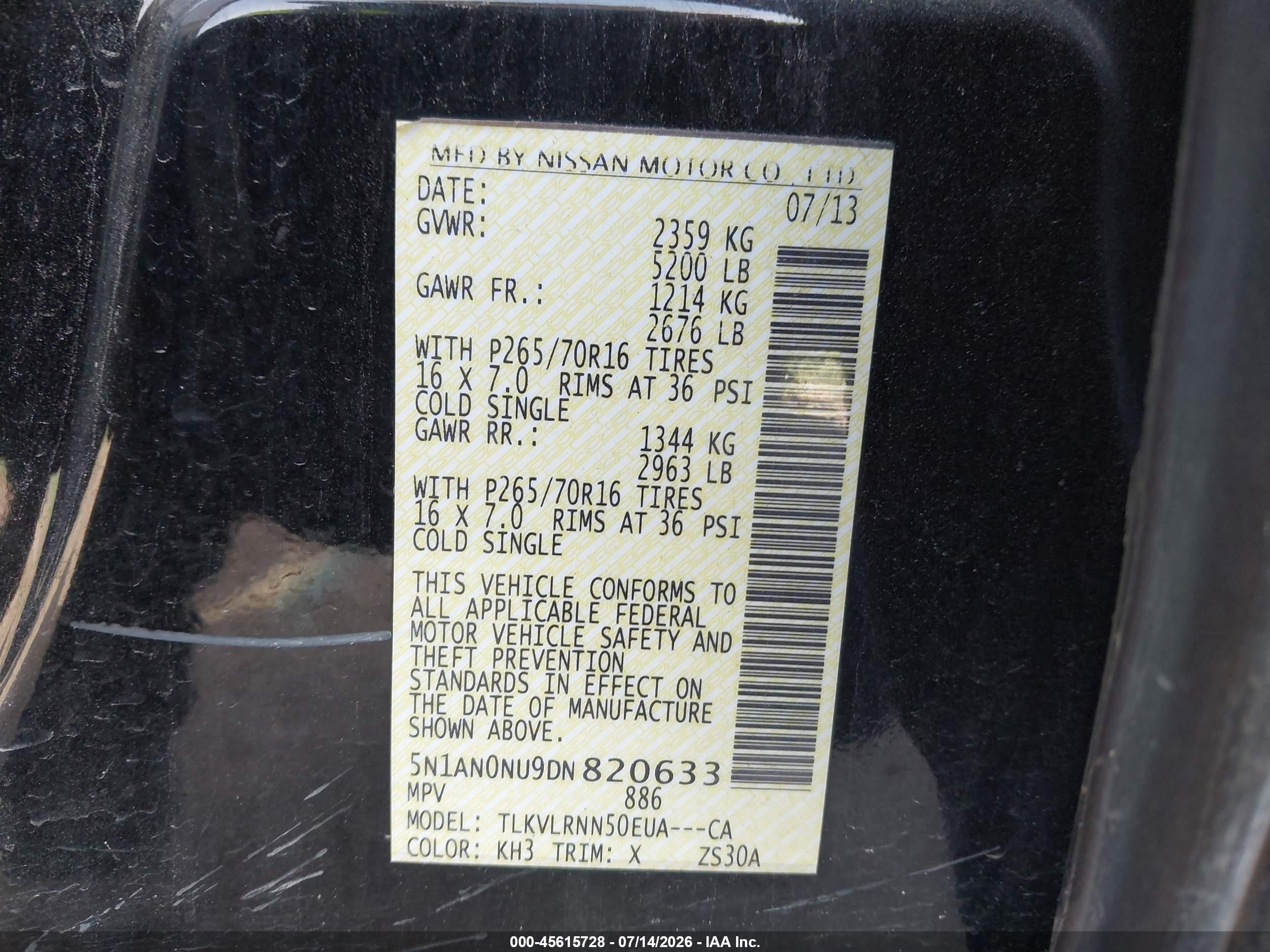 2013 Nissan Xterra S Black vin: 5N1AN0NU9DN820633