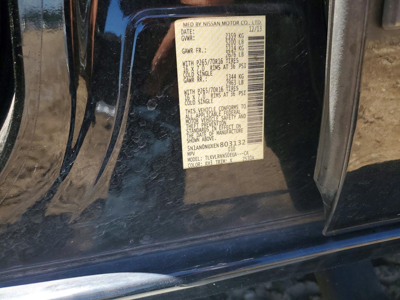 2014 Nissan Xterra S Black vin: 5N1AN0NUXEN803132