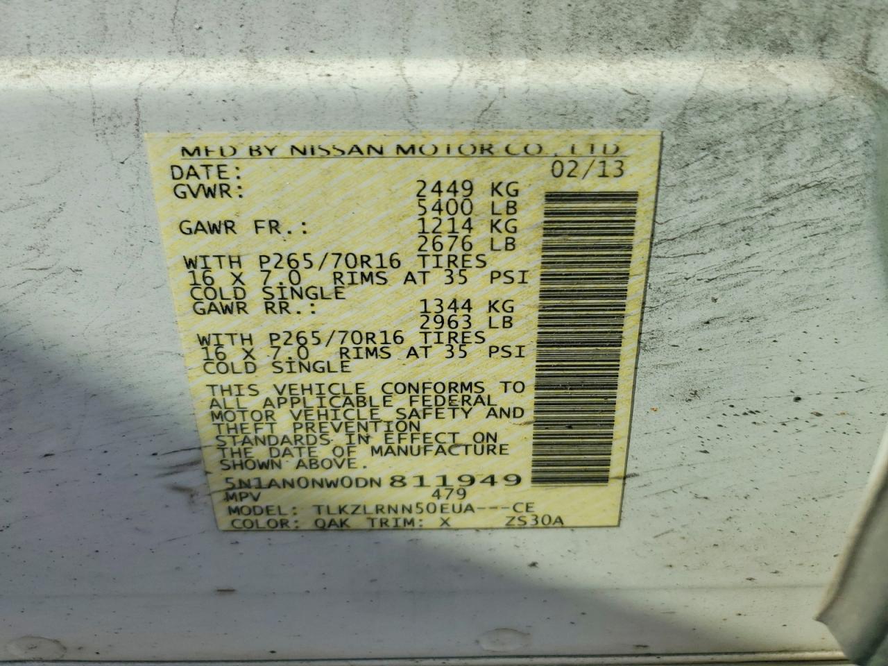 2013 Nissan Xterra X White vin: 5N1AN0NW0DN811949