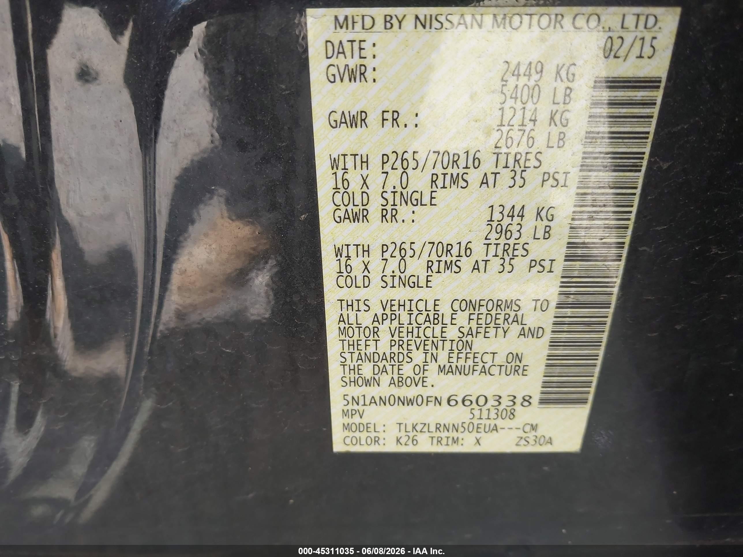 2015 Nissan Xterra S Gray vin: 5N1AN0NW0FN660338