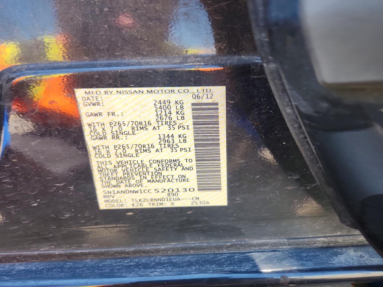 2012 Nissan Xterra X Gray vin: 5N1AN0NW1CC520130