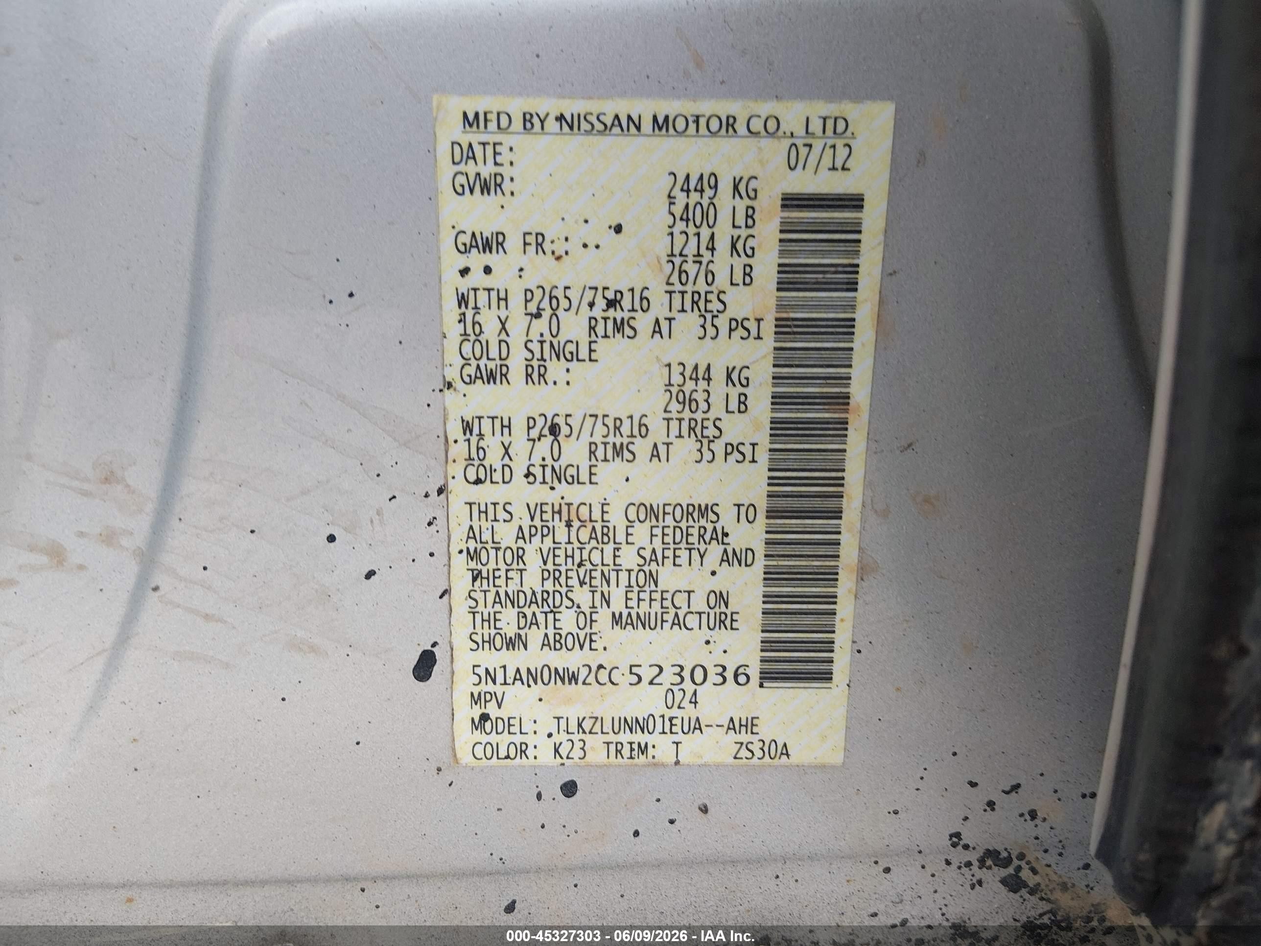 2012 Nissan Xterra Pro-4x Gray vin: 5N1AN0NW2CC523036
