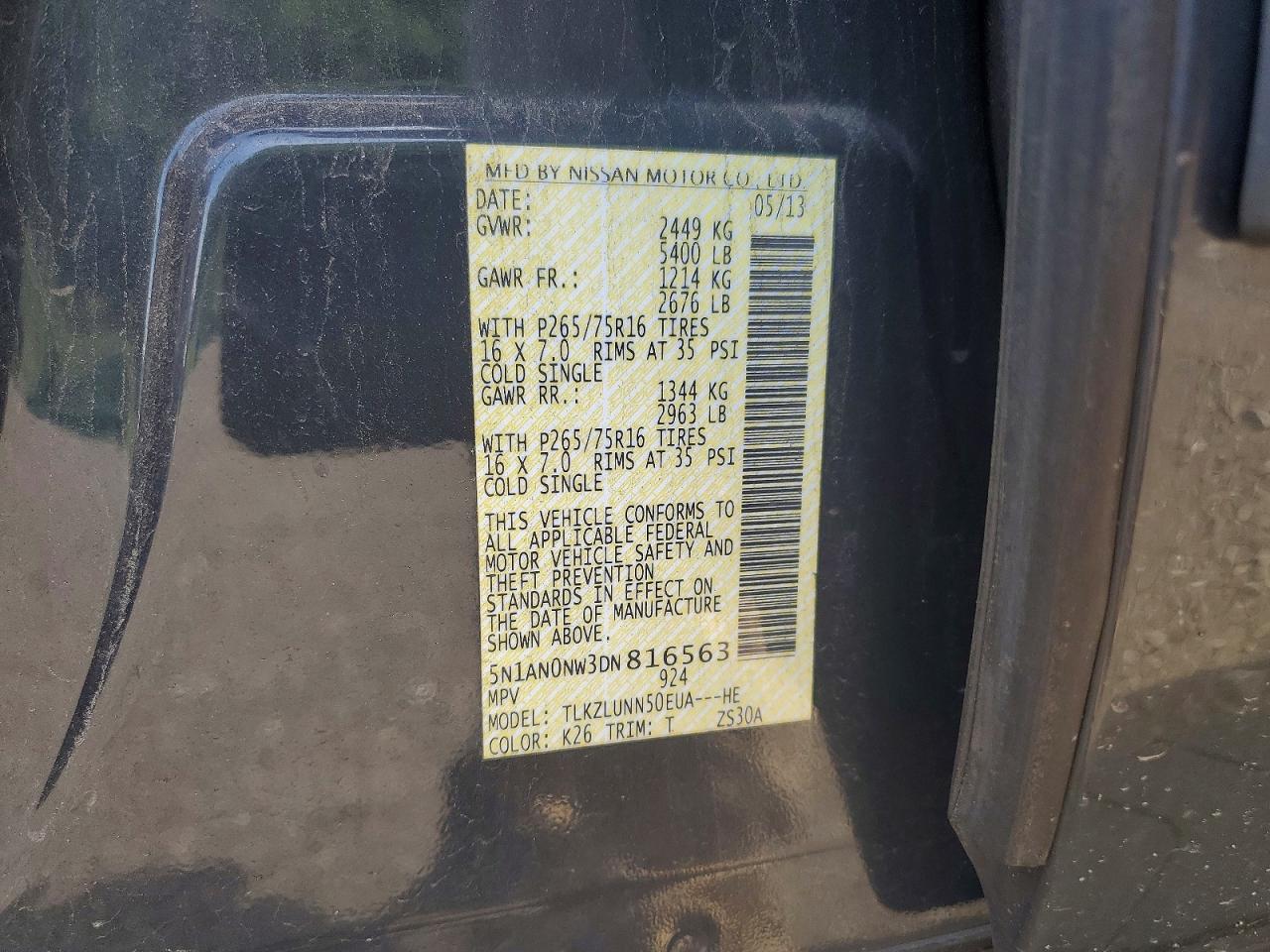 2013 Nissan Xterra X Gray vin: 5N1AN0NW3DN816563