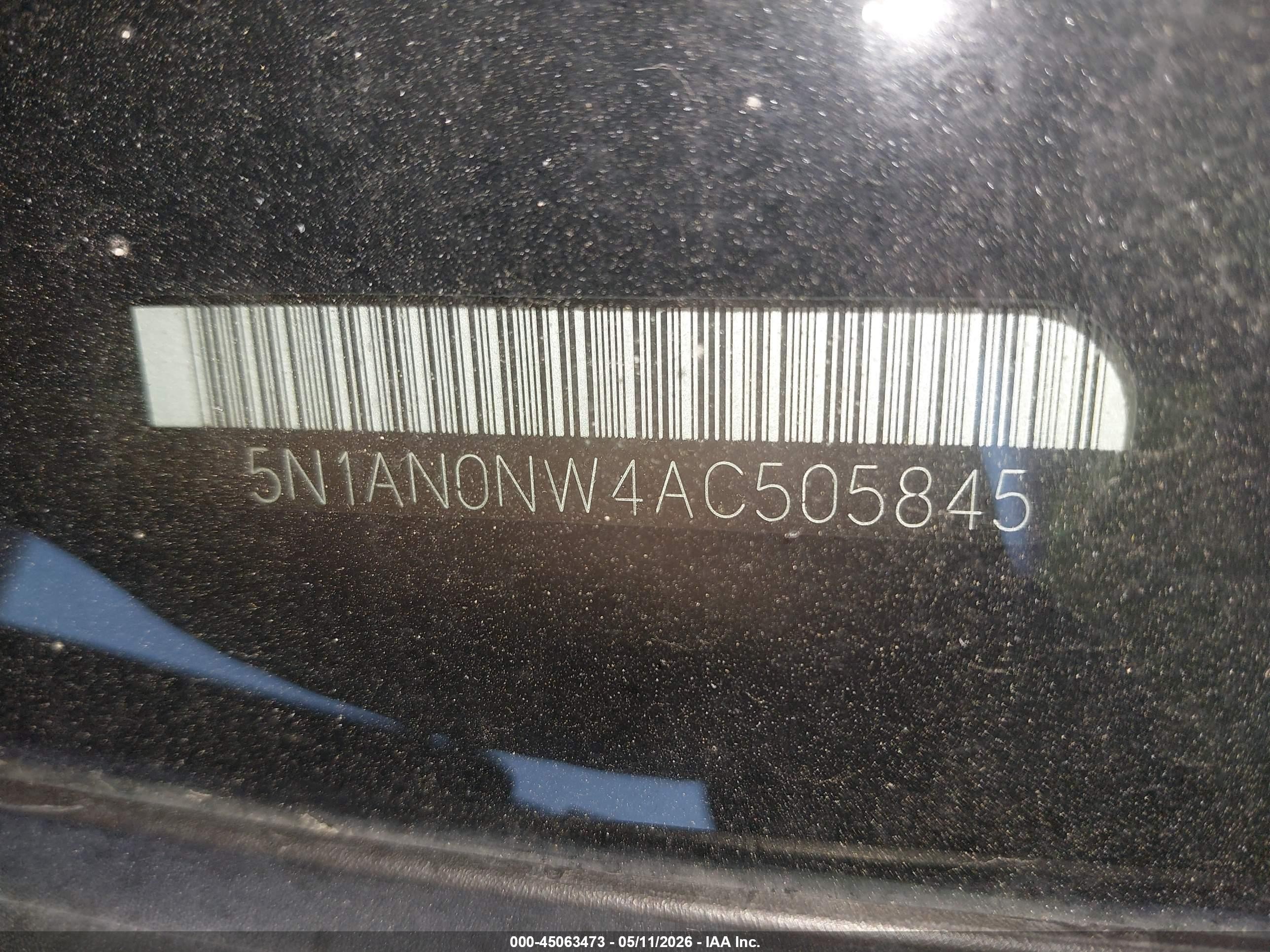 2010 Nissan Xterra S Black vin: 5N1AN0NW4AC505845