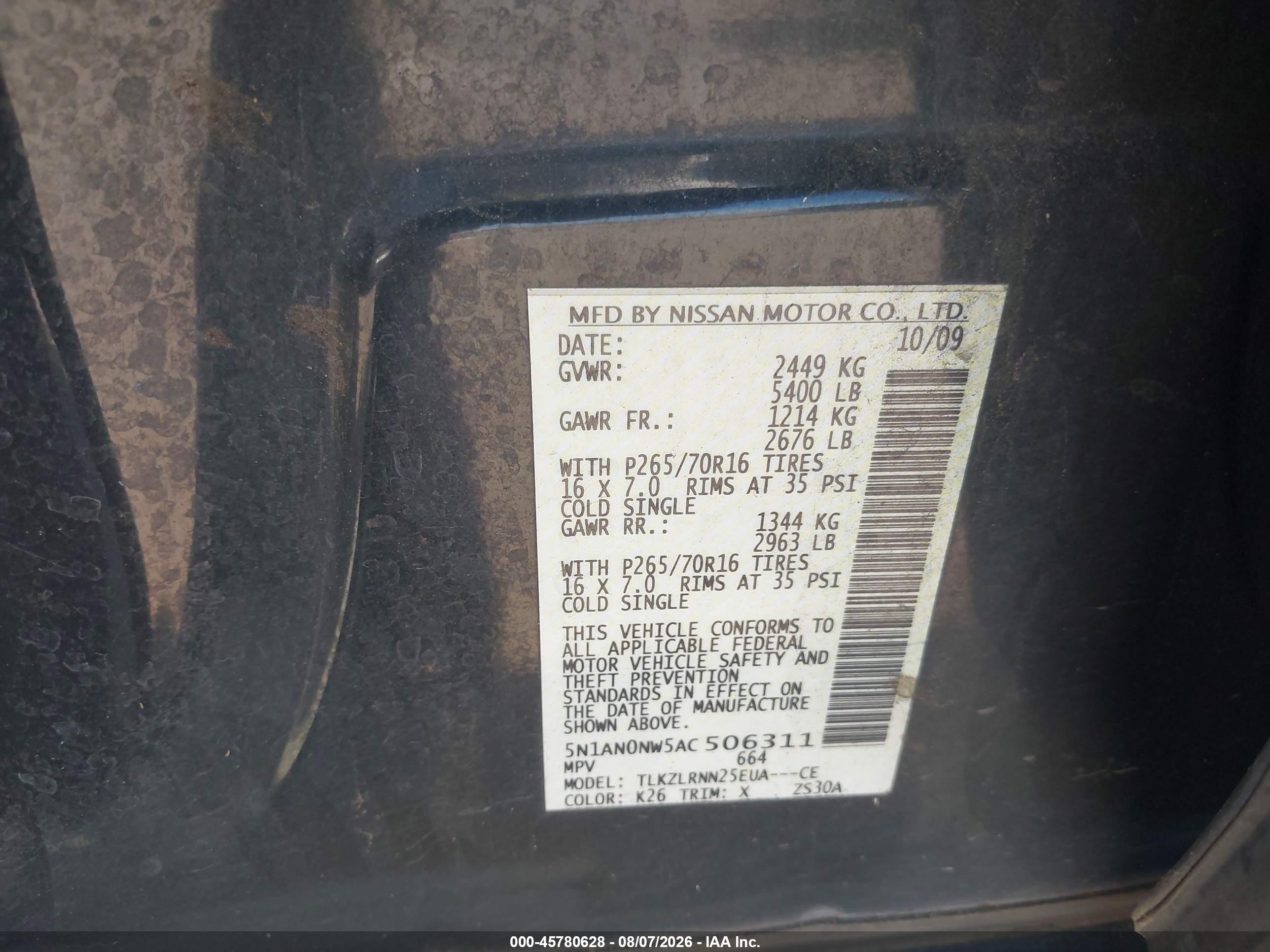 2010 Nissan Xterra Off Road/s/se Gray vin: 5N1AN0NW5AC506311