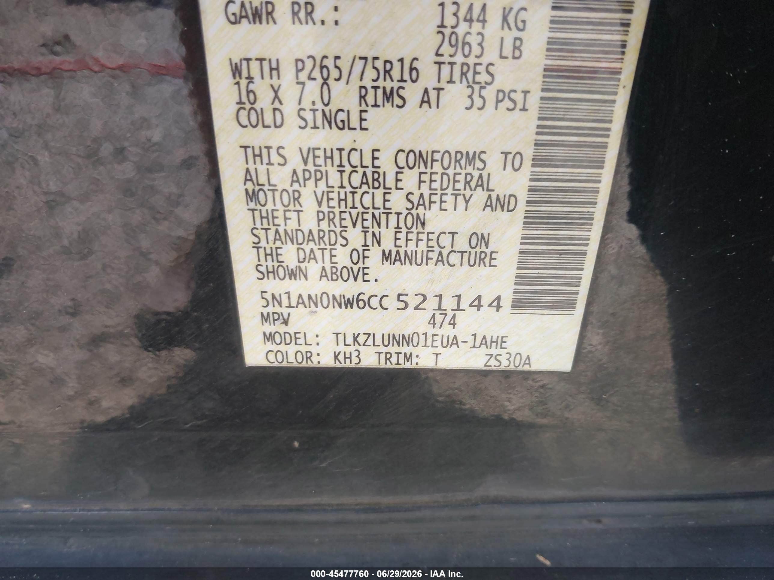 2012 Nissan Xterra Pro-4x Black vin: 5N1AN0NW6CC521144
