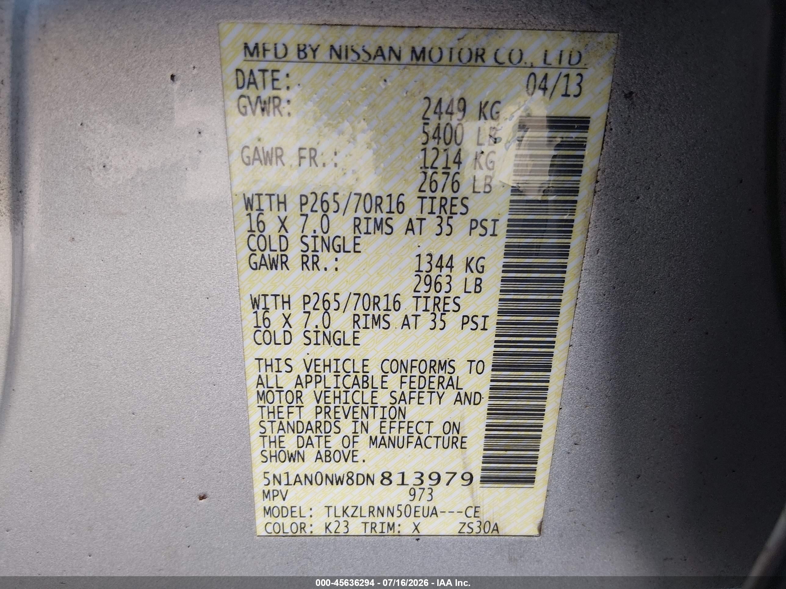 2013 Nissan Xterra S Серебряный vin: 5N1AN0NW8DN813979