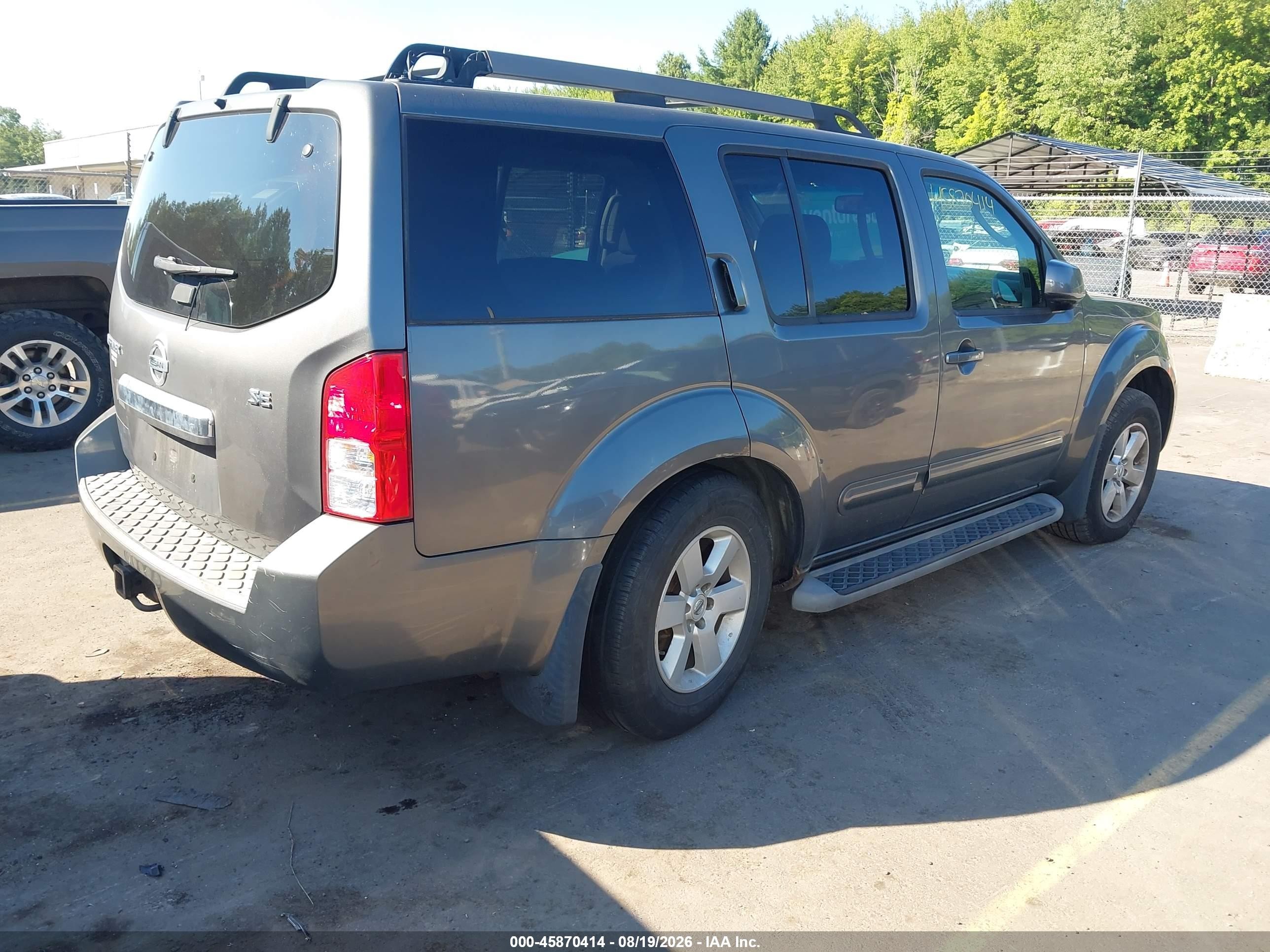 2008 Nissan Pathfinder Se Gray vin: 5N1AR18B08C627678
