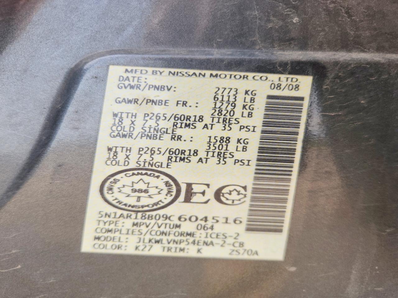 2009 Nissan Pathfinder S Gray vin: 5N1AR18B09C604516