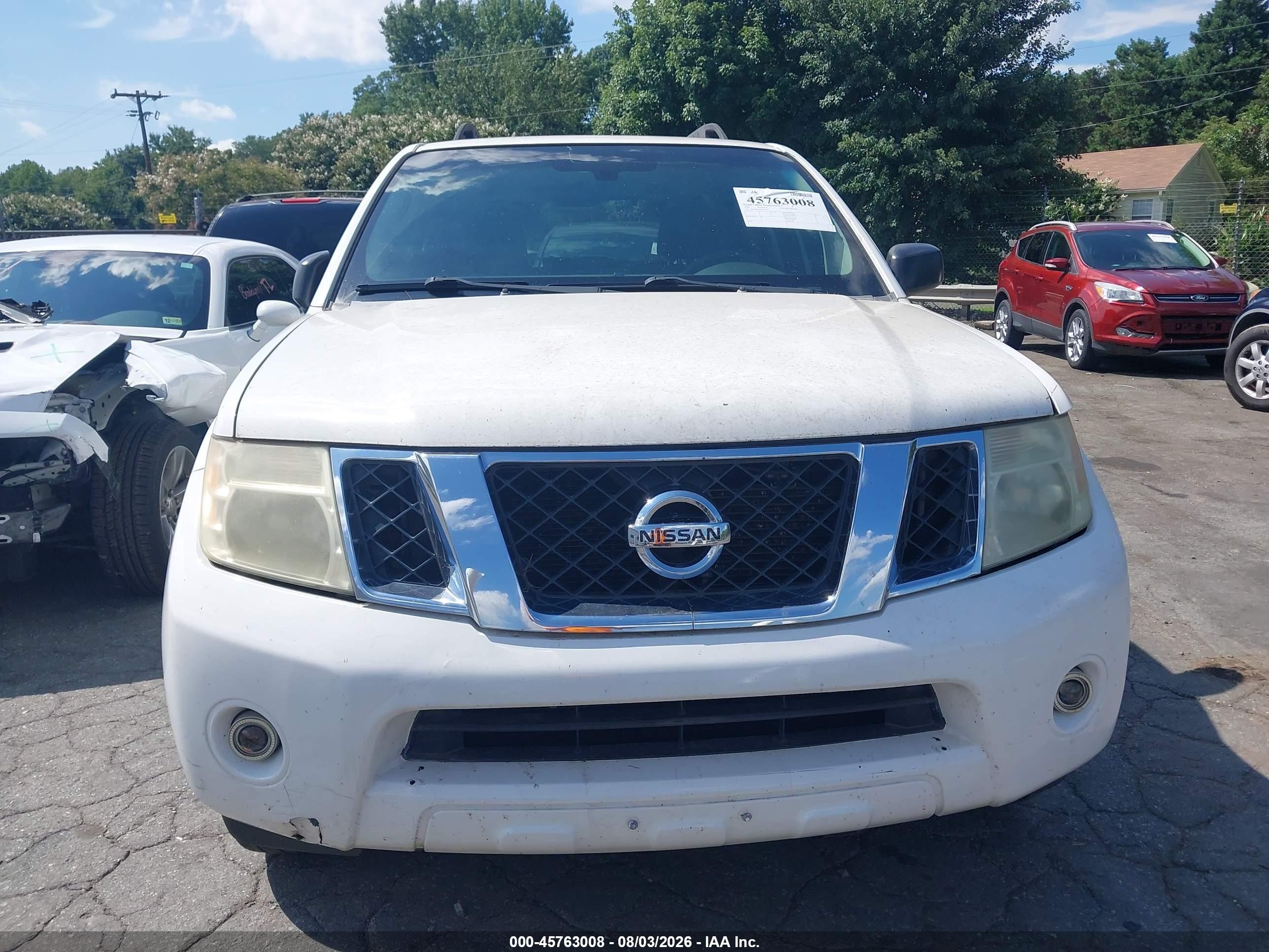2008 Nissan Pathfinder S White vin: 5N1AR18B38C623947