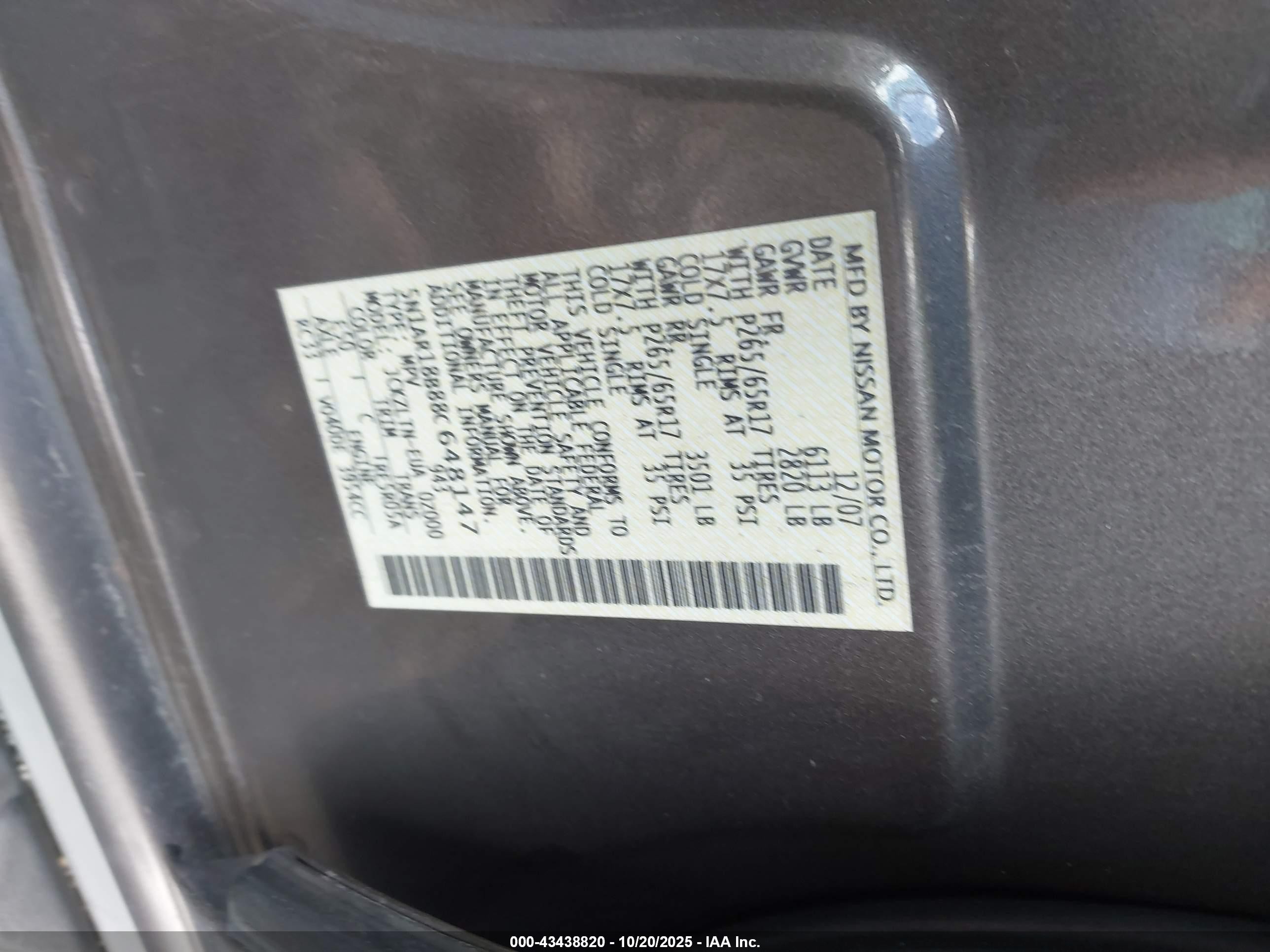 2008 Nissan Pathfinder Se Gold vin: 5N1AR18B88C648147