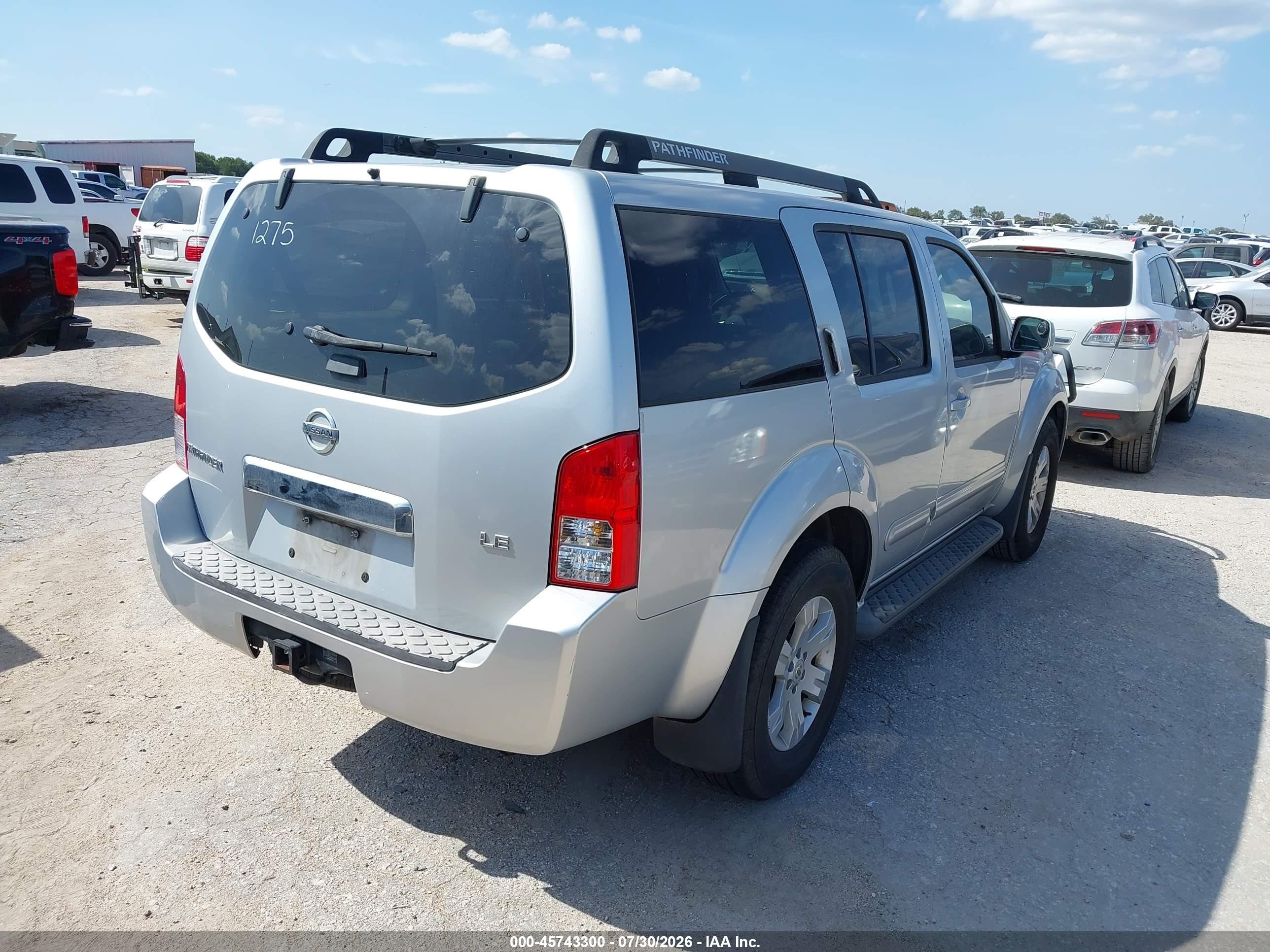2007 Nissan Pathfinder Le Silver vin: 5N1AR18U37C621275