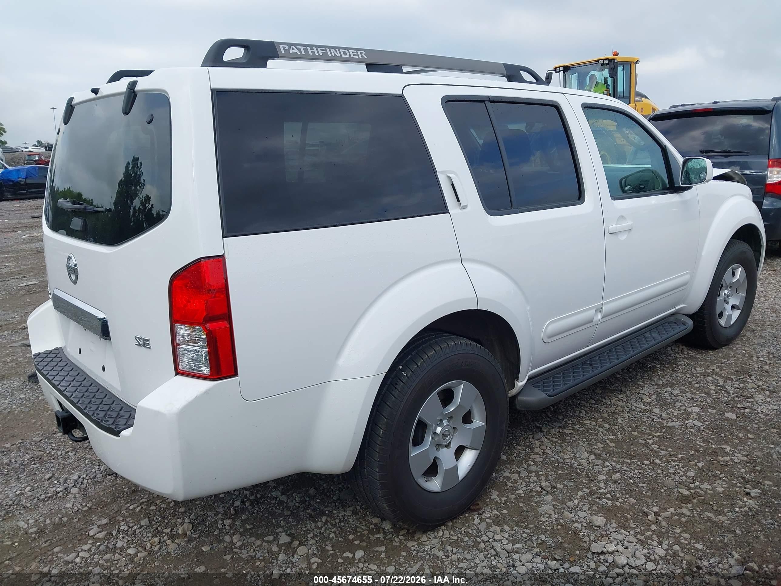 2007 Nissan Pathfinder Se White vin: 5N1AR18U37C627268
