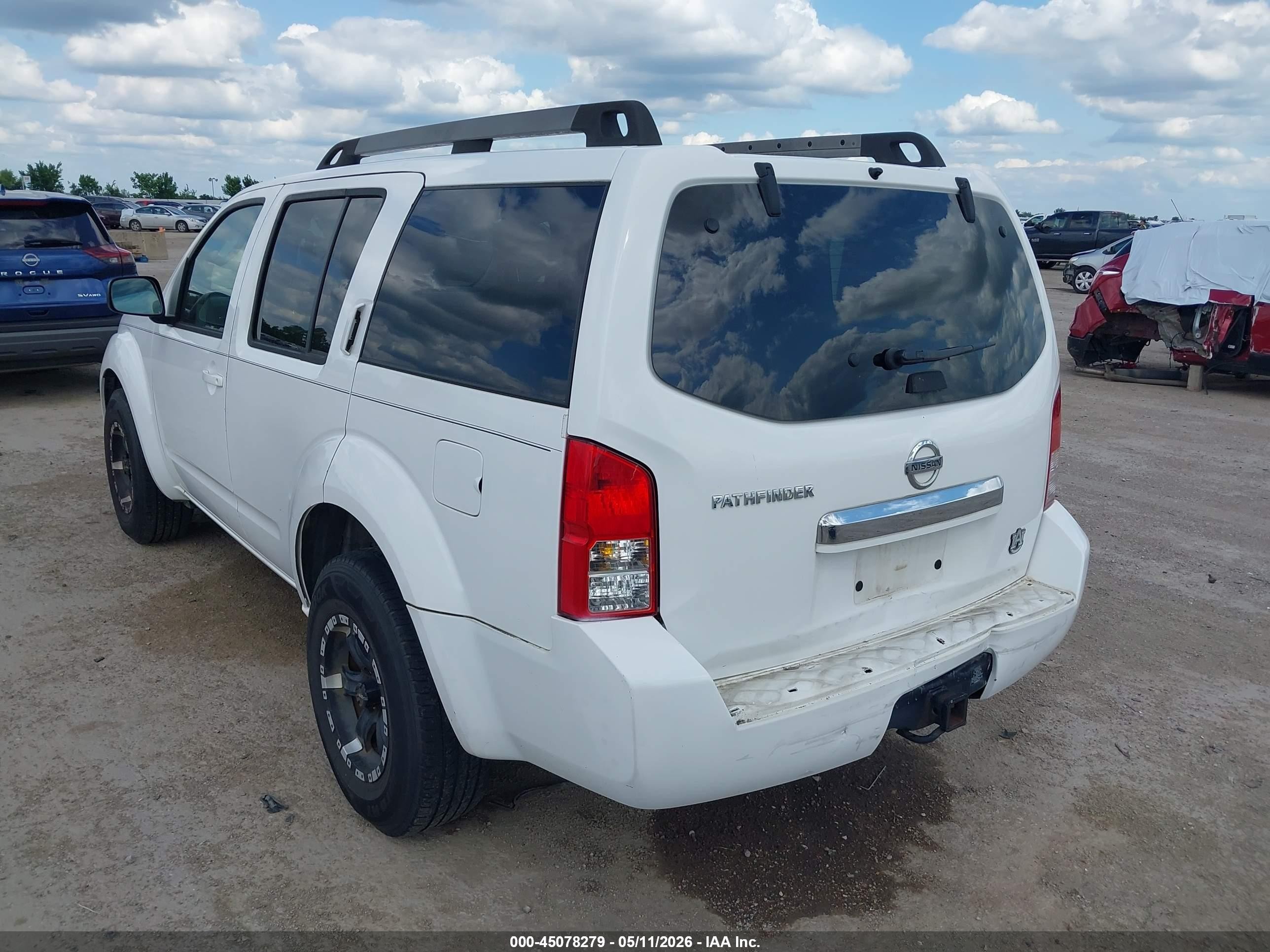 2008 Nissan Pathfinder S White vin: 5N1AR18U58C651220