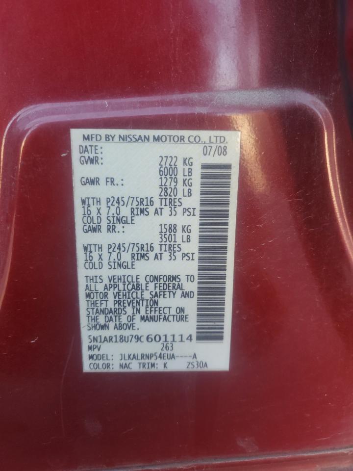 2009 Nissan Pathfinder S Красный vin: 5N1AR18U79C601114