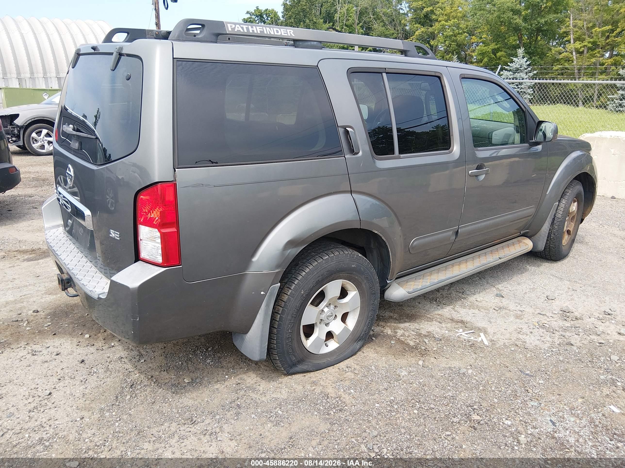 2007 Nissan Pathfinder Se Gray vin: 5N1AR18UX7C623122