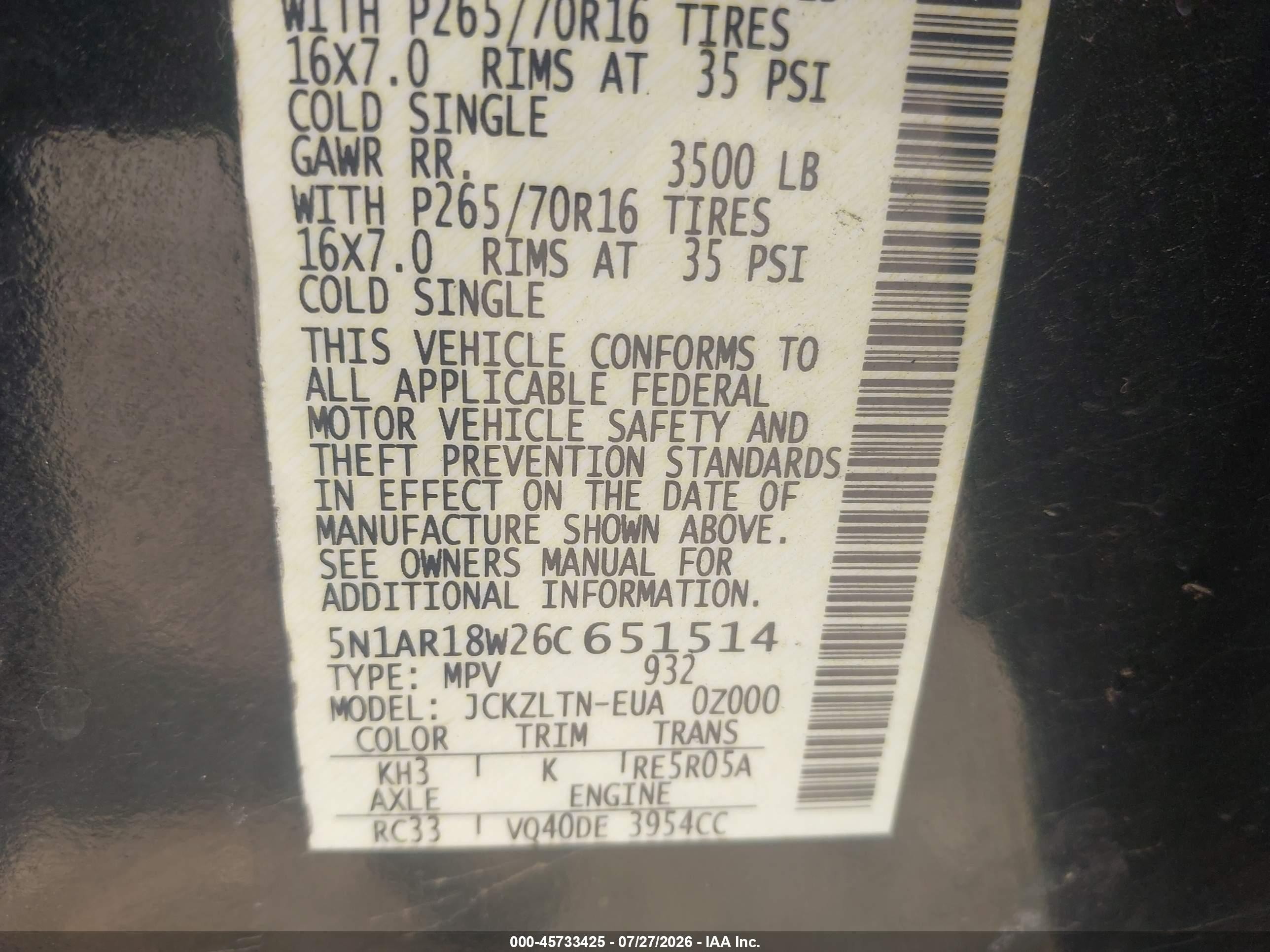 2006 Nissan Pathfinder Se Black vin: 5N1AR18W26C651514