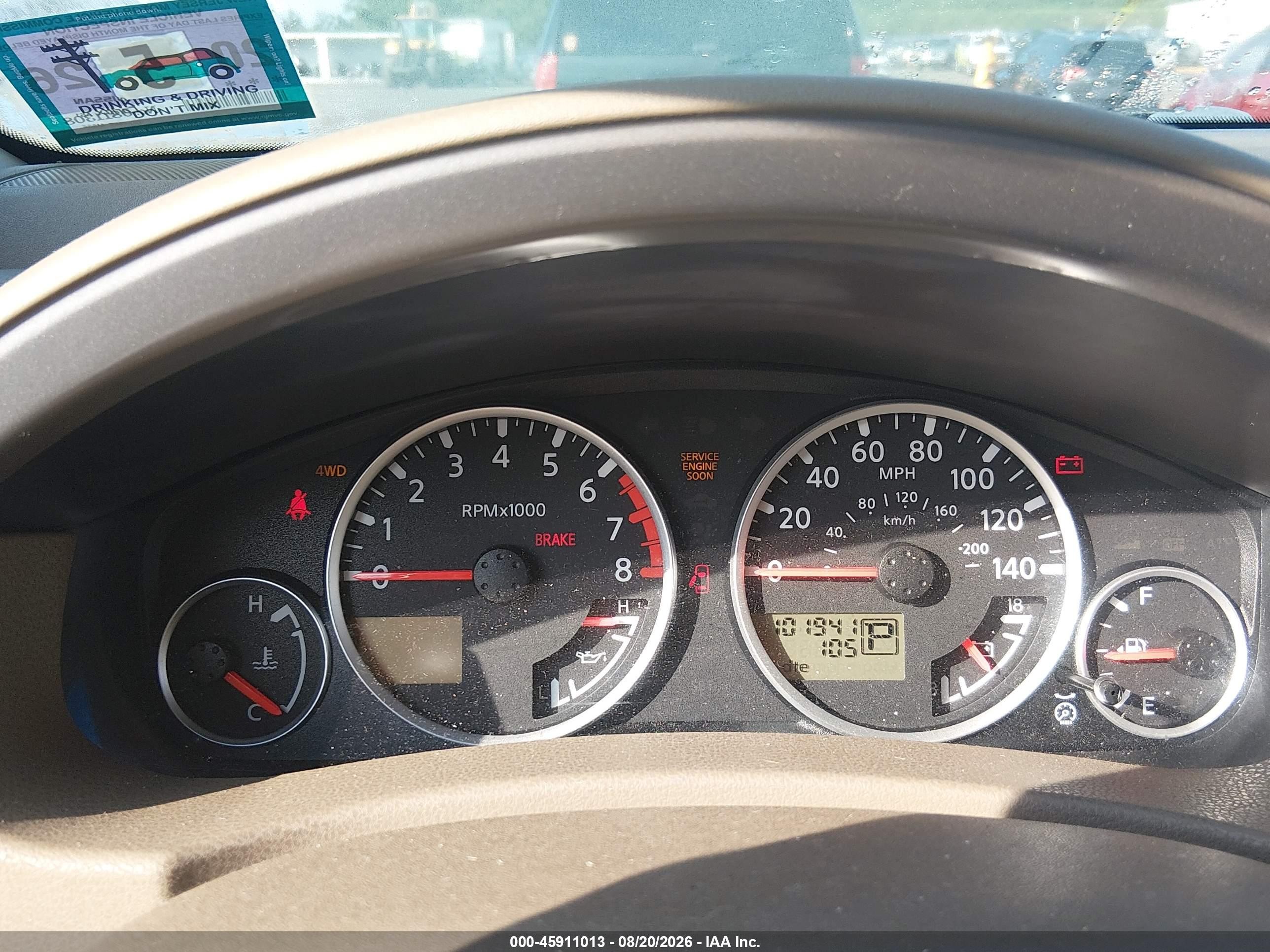 2005 Nissan Pathfinder Xe Gray vin: 5N1AR18W45C774939