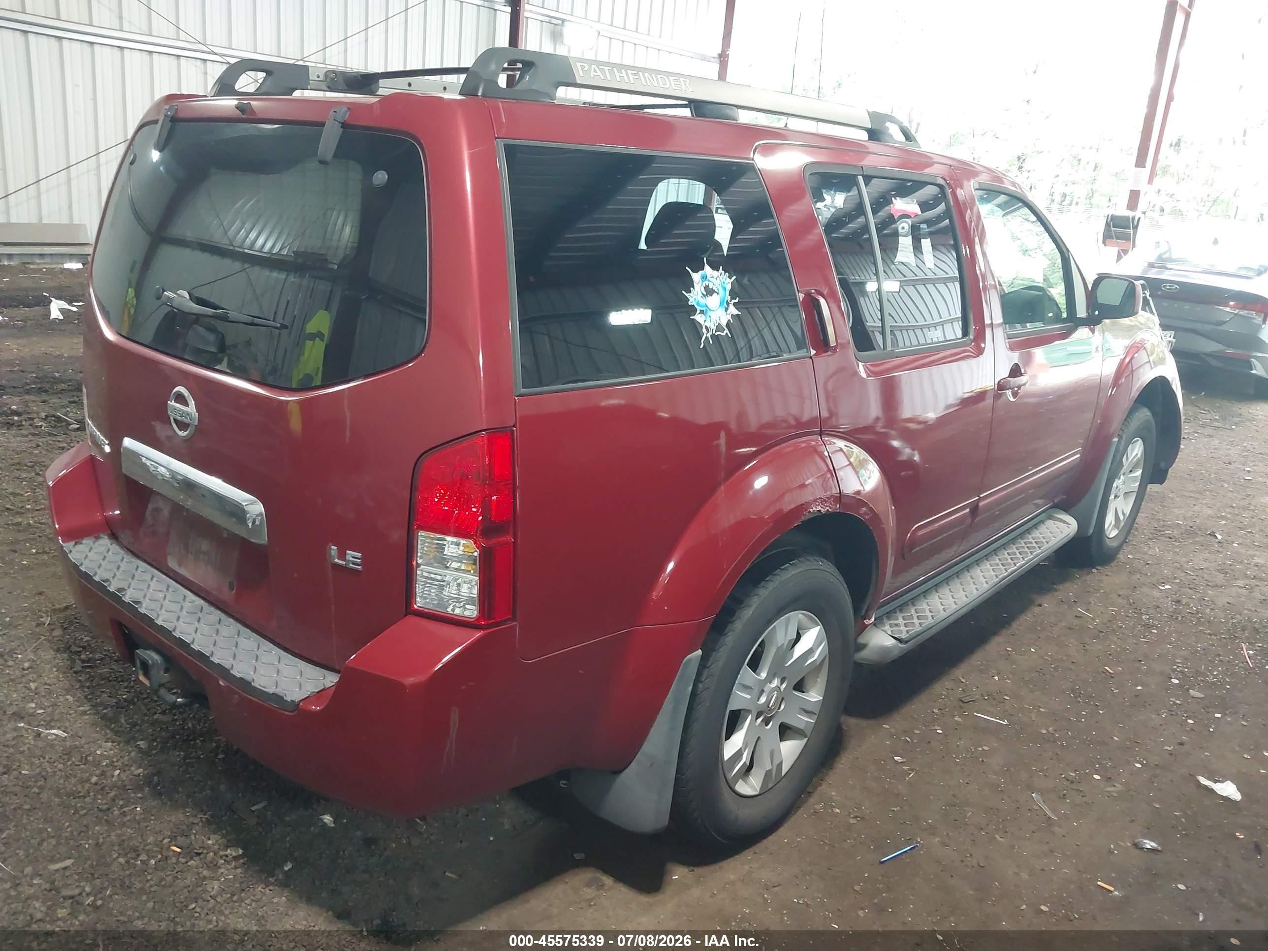 2005 Nissan Pathfinder Le Maroon vin: 5N1AR18WX5C718861