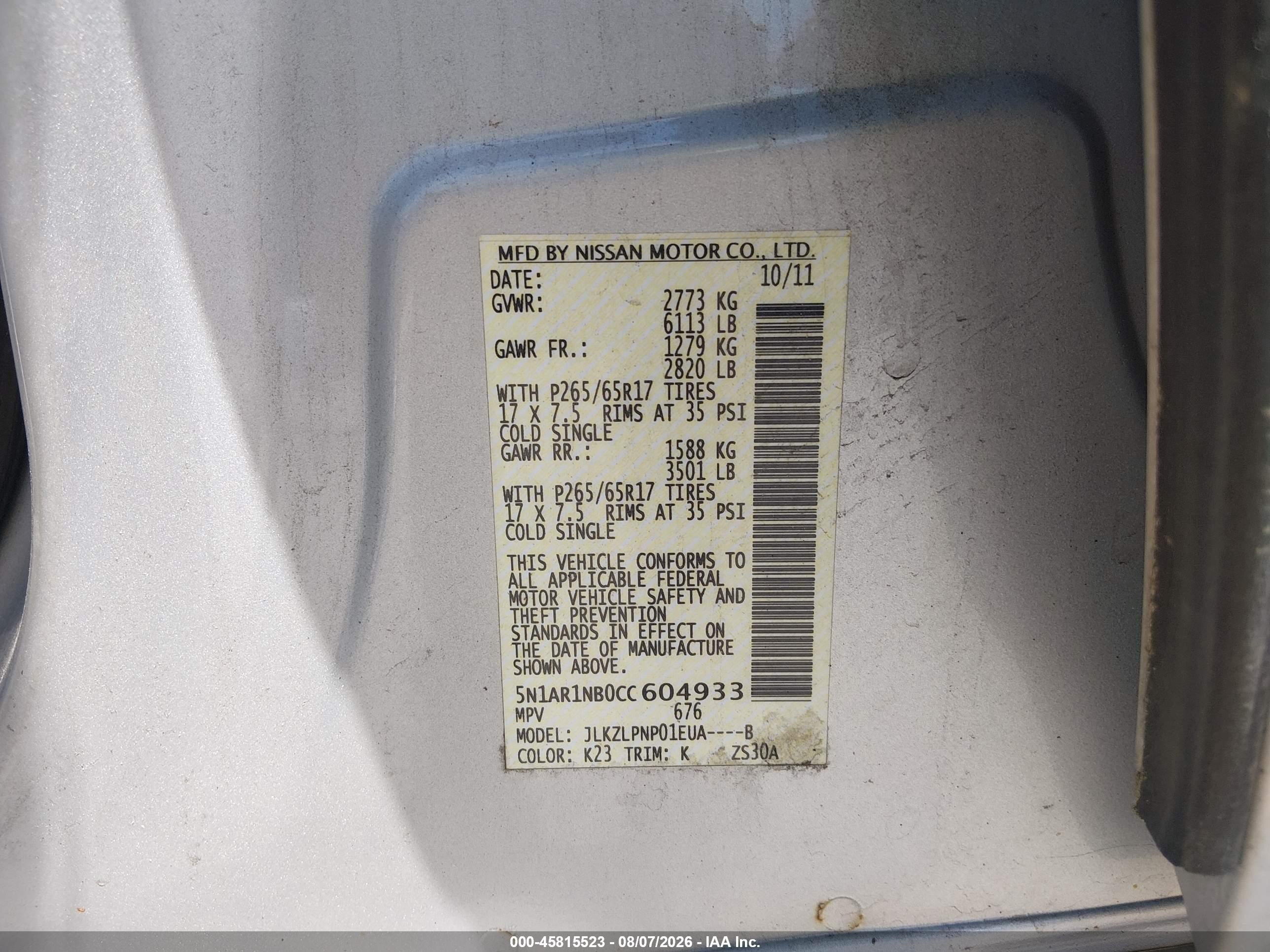 2012 Nissan Pathfinder Silver Silver vin: 5N1AR1NB0CC604933