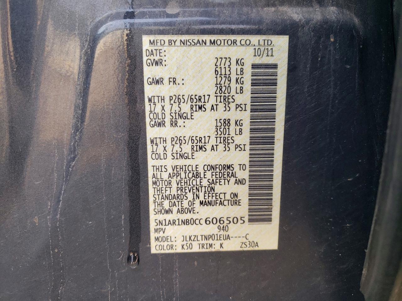 2012 Nissan Pathfinder S Gray vin: 5N1AR1NB0CC606505
