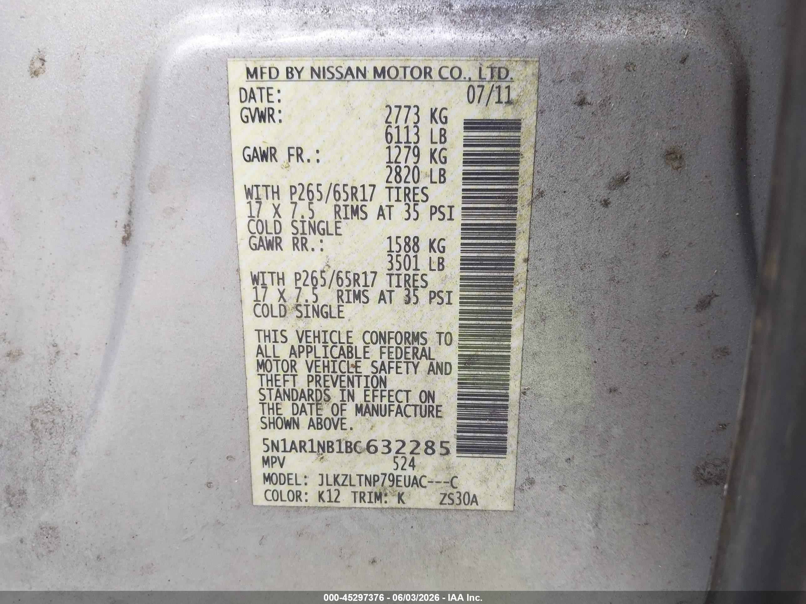 2011 Nissan Pathfinder Sv Silver vin: 5N1AR1NB1BC632285