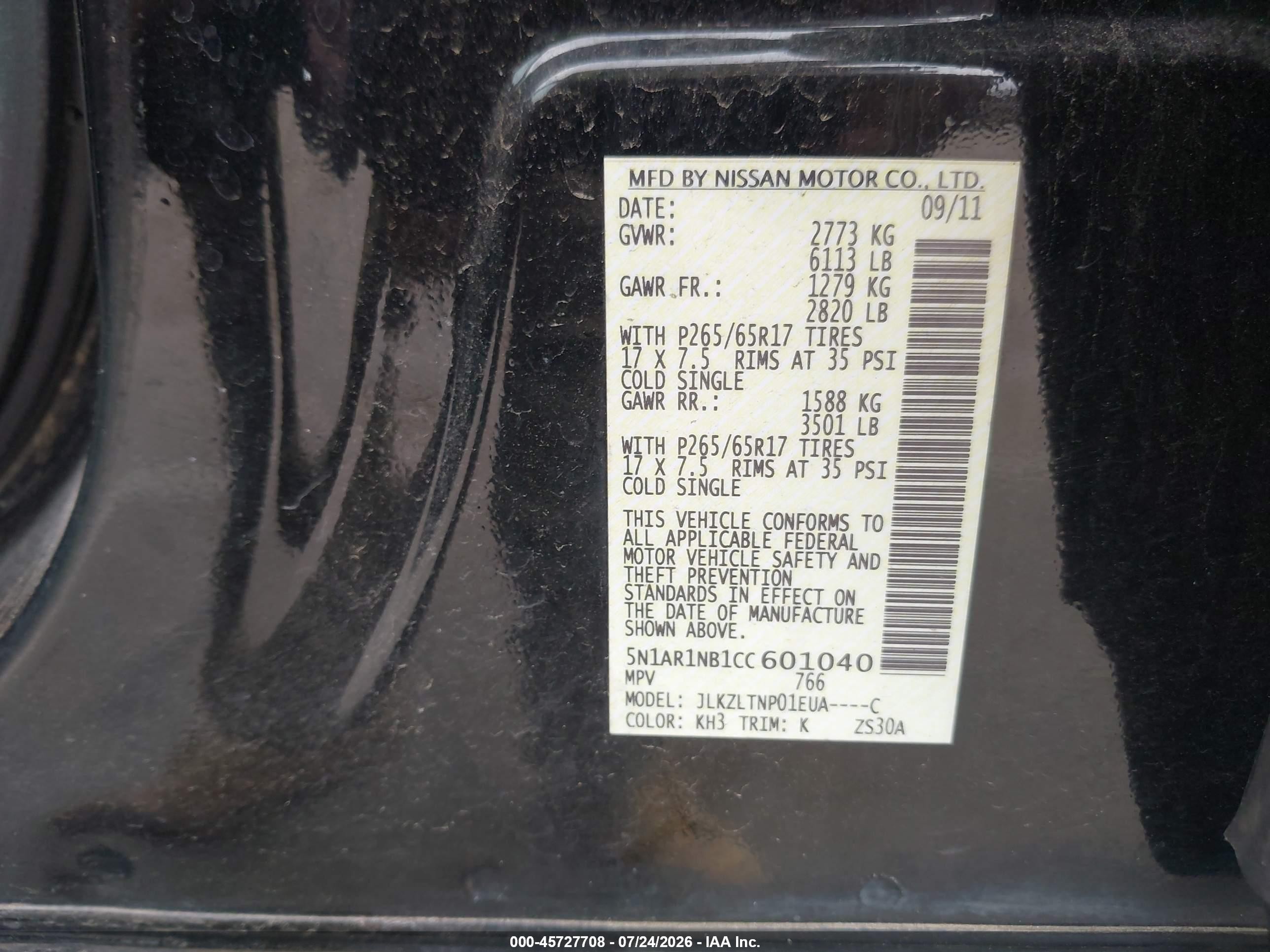 2012 Nissan Pathfinder Sv Black vin: 5N1AR1NB1CC601040