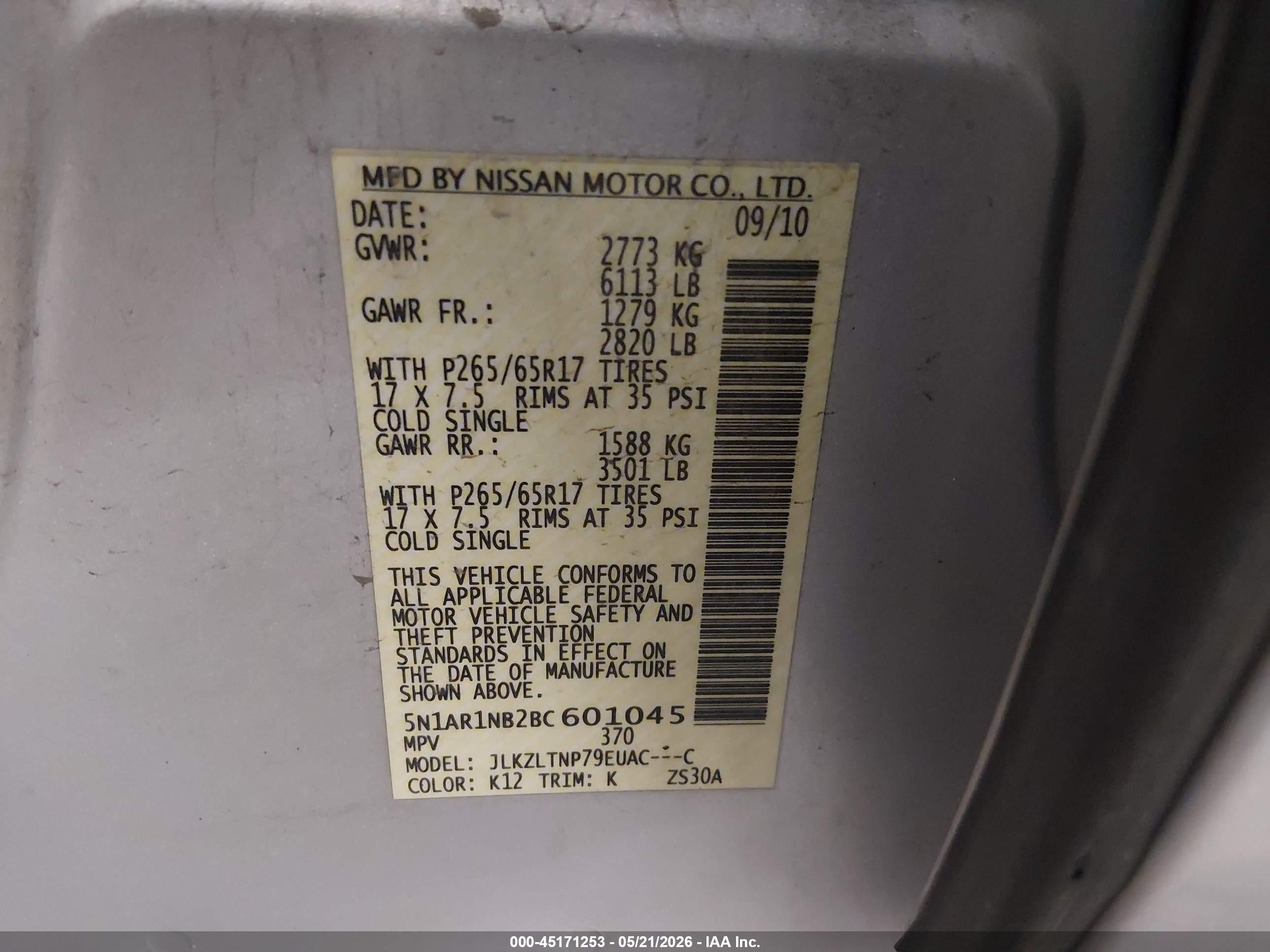 2011 Nissan Pathfinder Sv Silver vin: 5N1AR1NB2BC601045