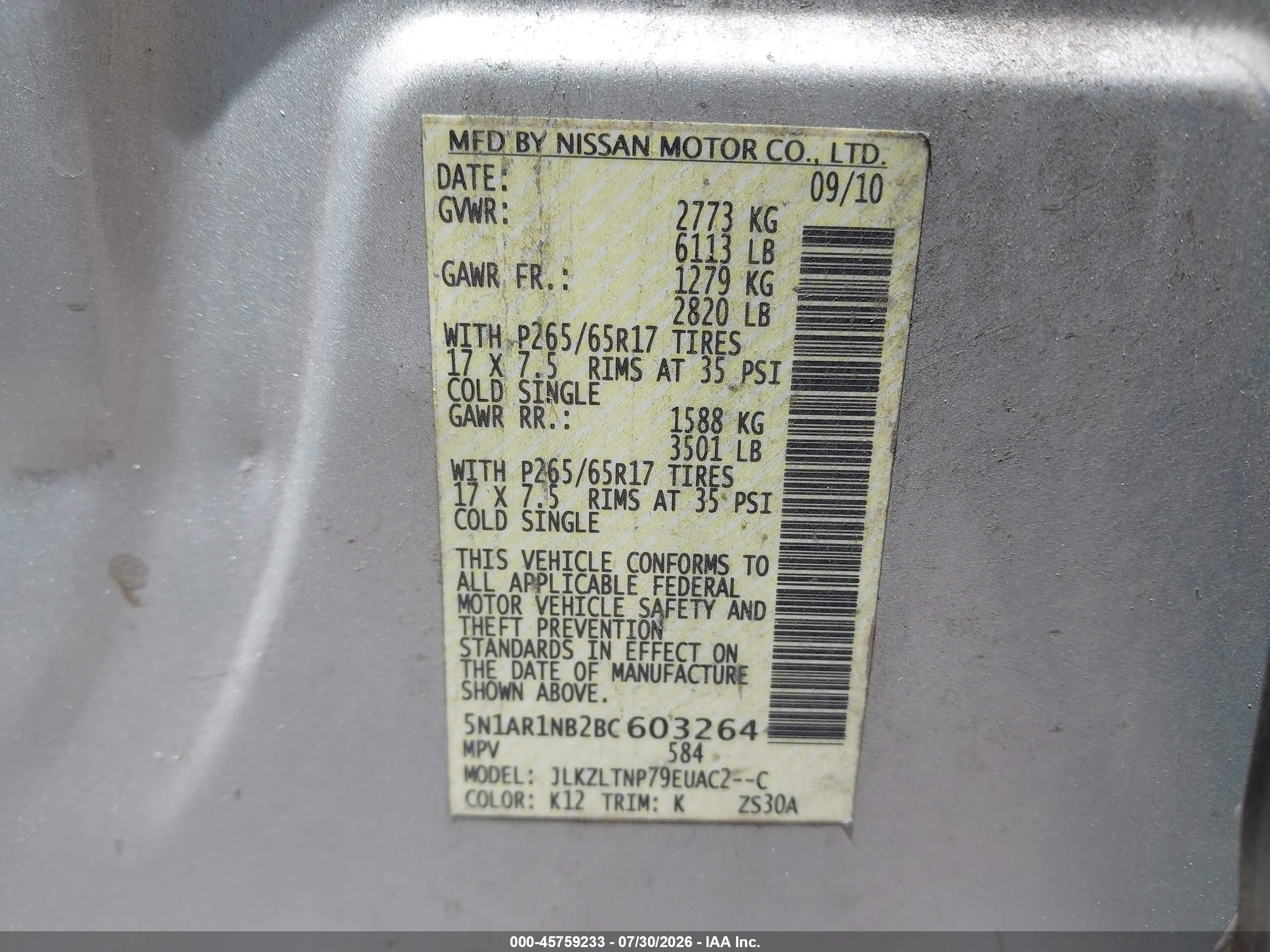 2011 Nissan Pathfinder Sv Silver vin: 5N1AR1NB2BC603264