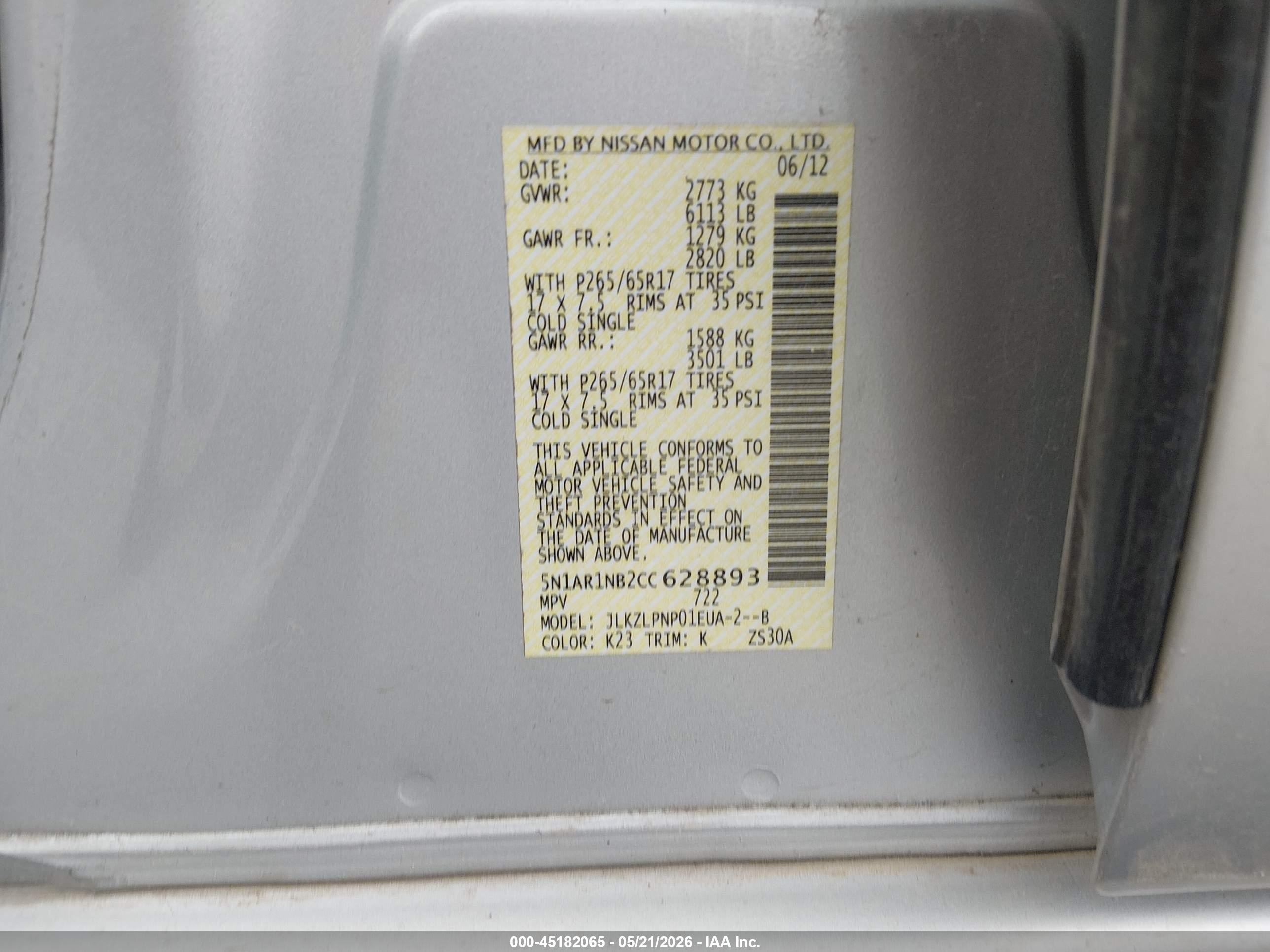 2012 Nissan Pathfinder Silver Silver vin: 5N1AR1NB2CC628893