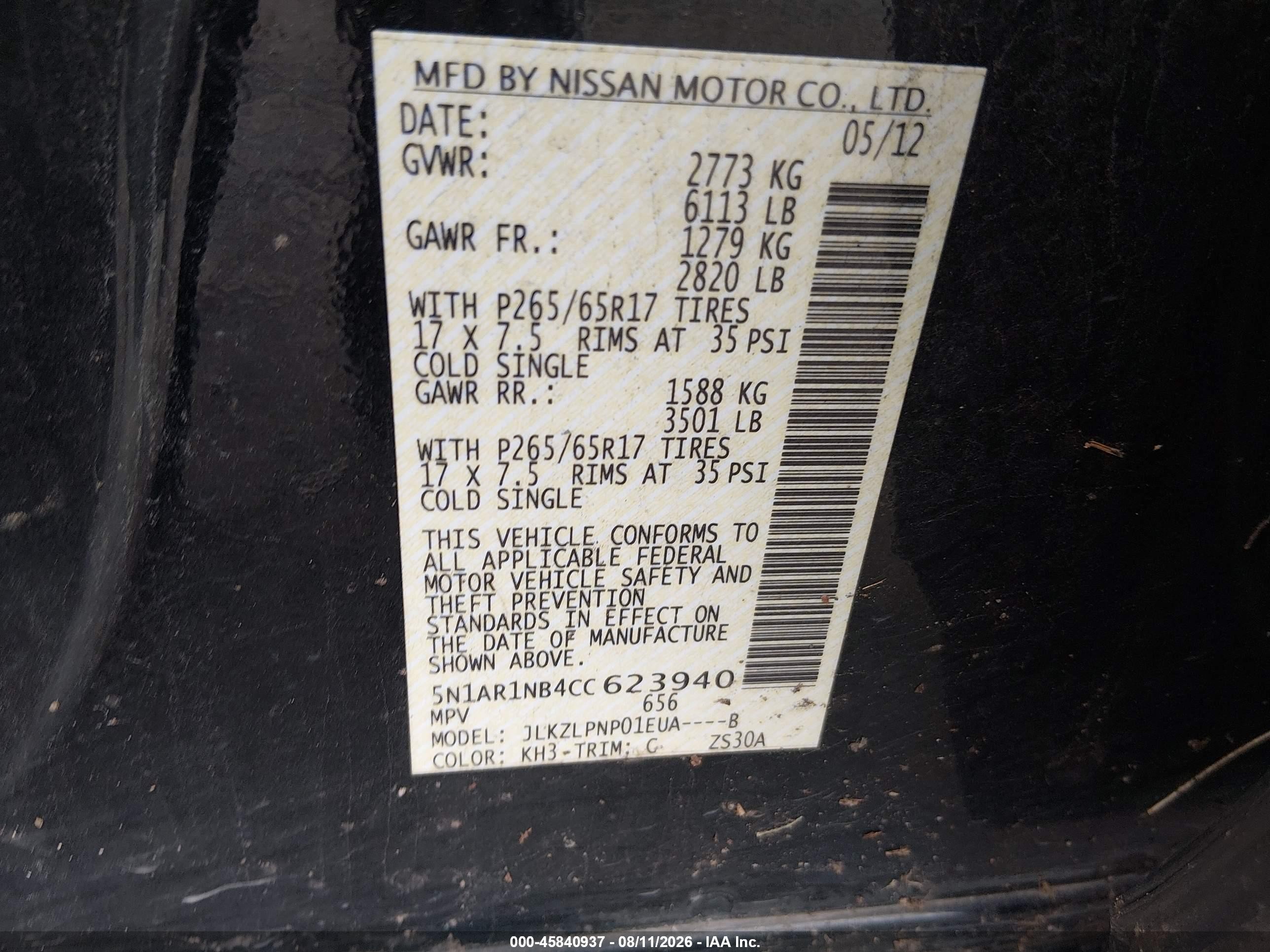 2012 Nissan Pathfinder Silver Black vin: 5N1AR1NB4CC623940