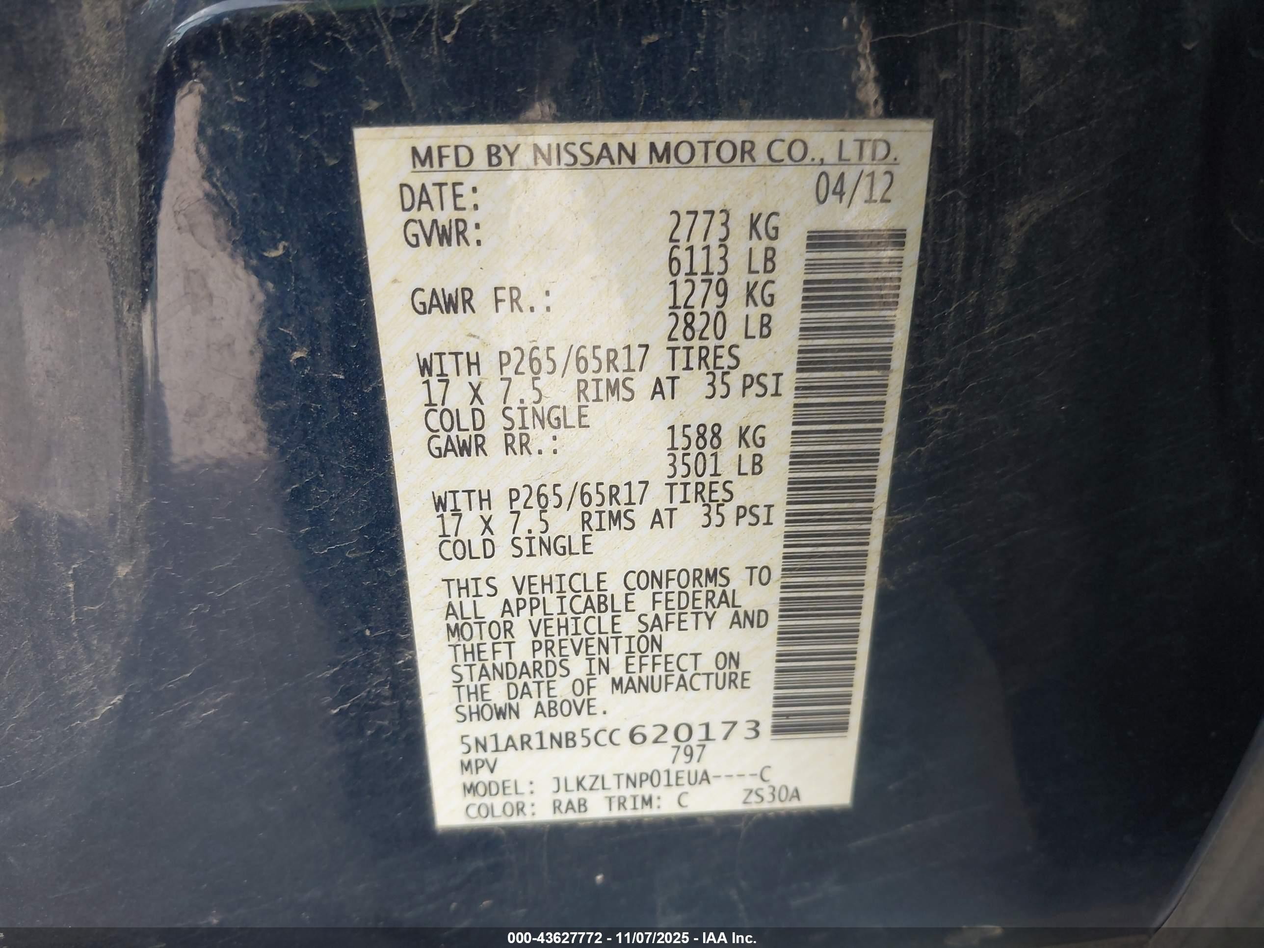 2012 Nissan Pathfinder Sv Dark Blue vin: 5N1AR1NB5CC620173