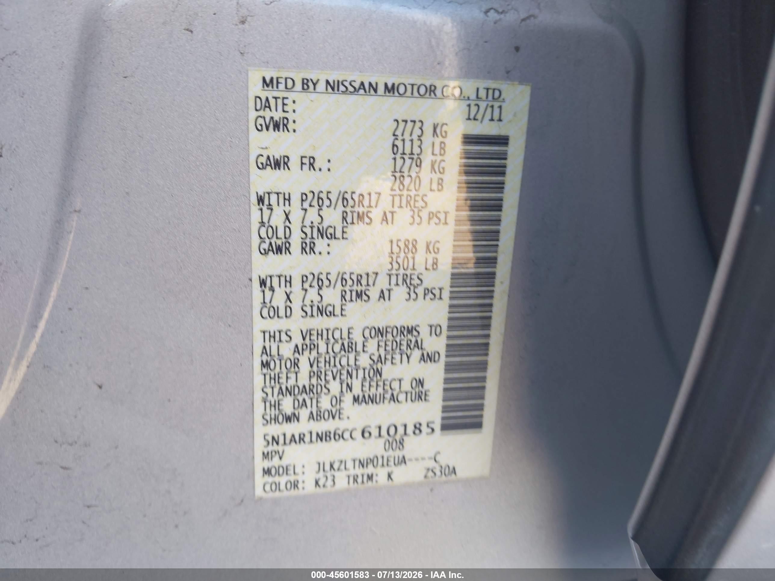 2012 Nissan Pathfinder Sv Silver vin: 5N1AR1NB6CC610185