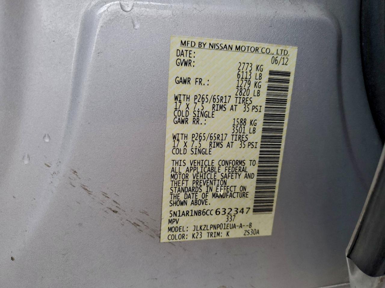 2012 Nissan Pathfinder S Silver vin: 5N1AR1NB6CC632347