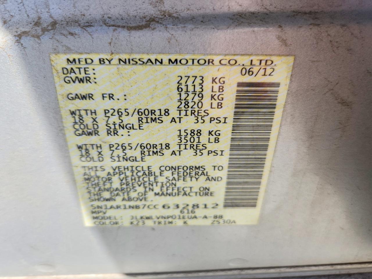 2012 Nissan Pathfinder S Silver vin: 5N1AR1NB7CC632812