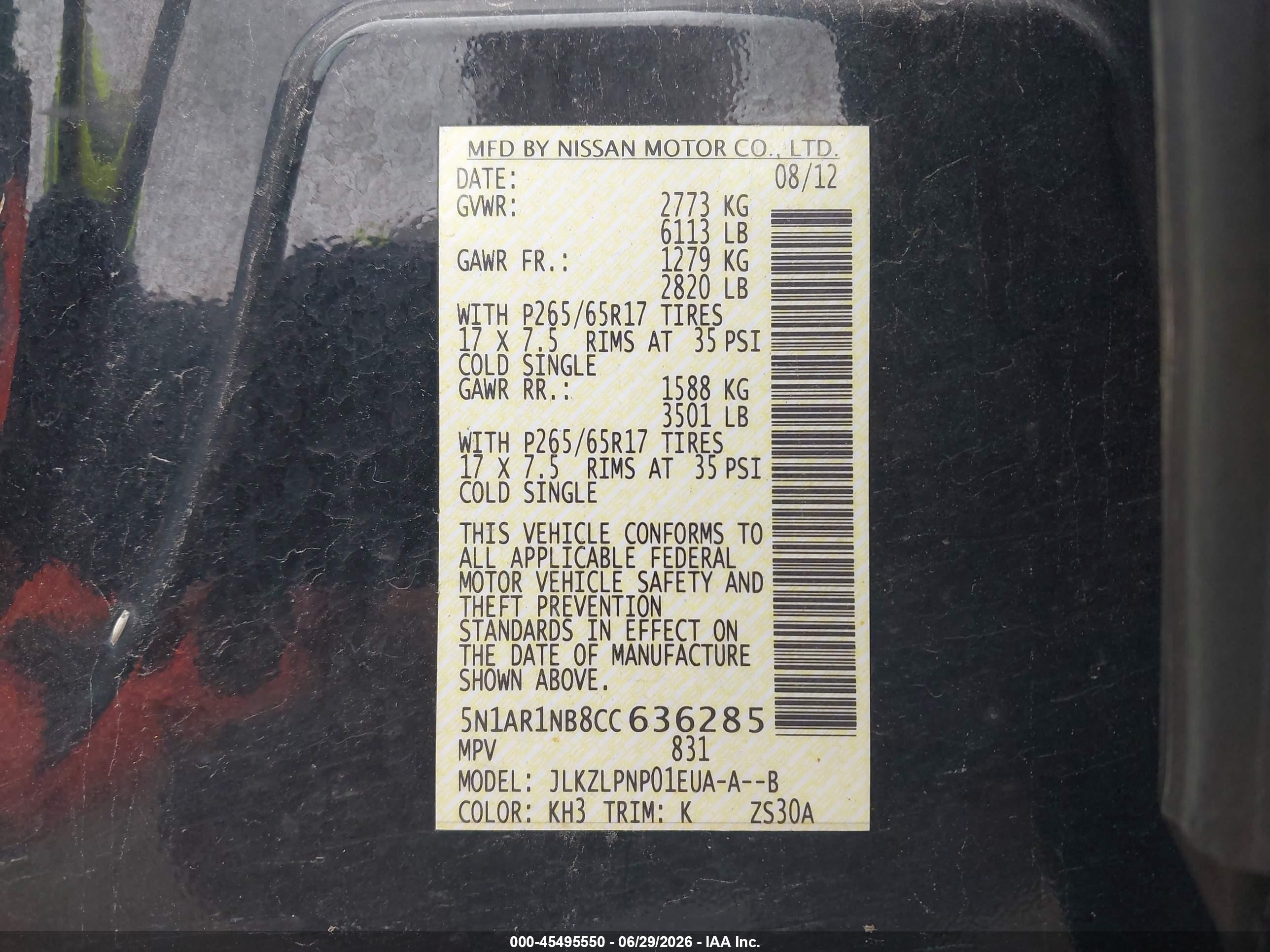 2012 Nissan Pathfinder Silver Black vin: 5N1AR1NB8CC636285