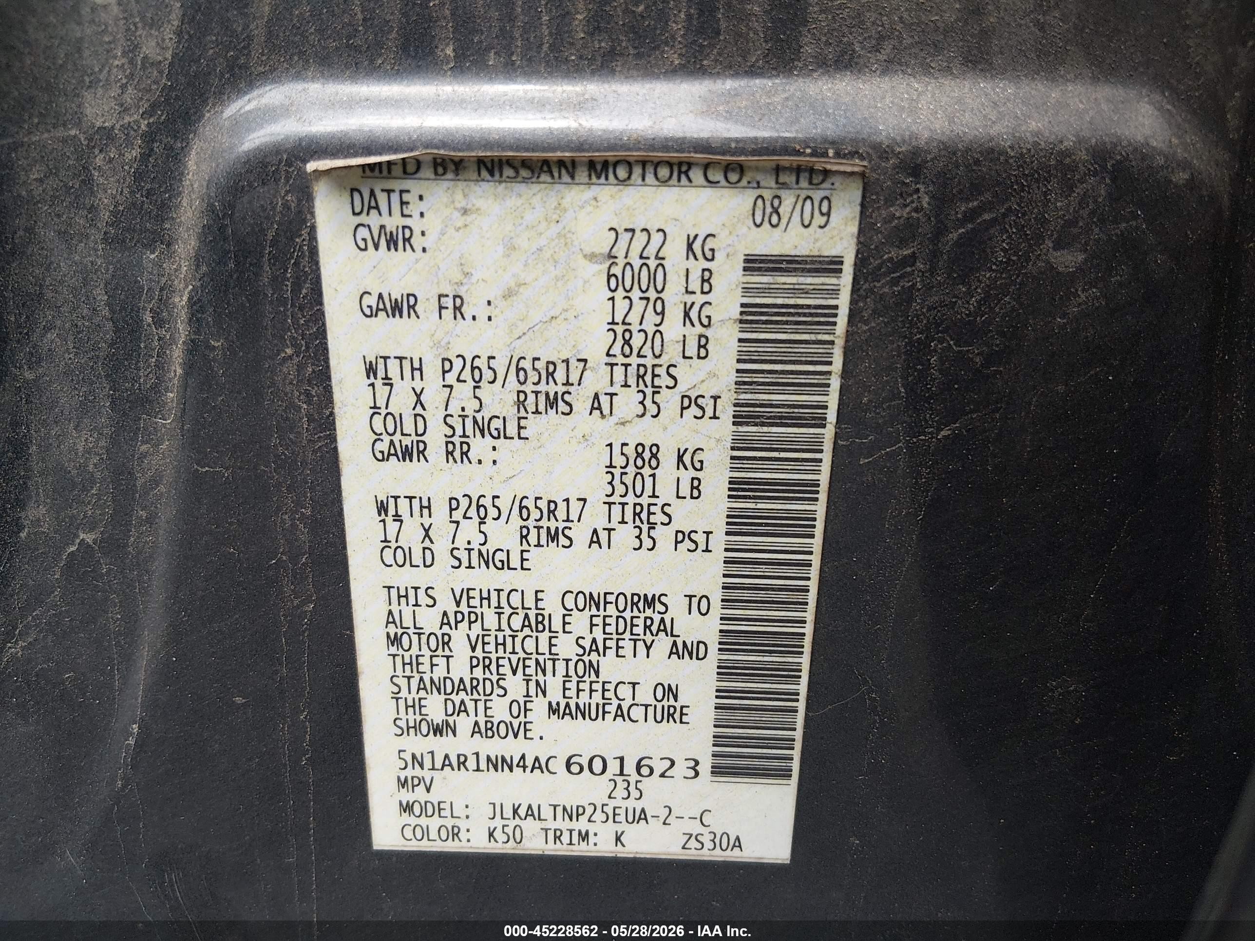 2010 Nissan Pathfinder Se Gray vin: 5N1AR1NN4AC601623