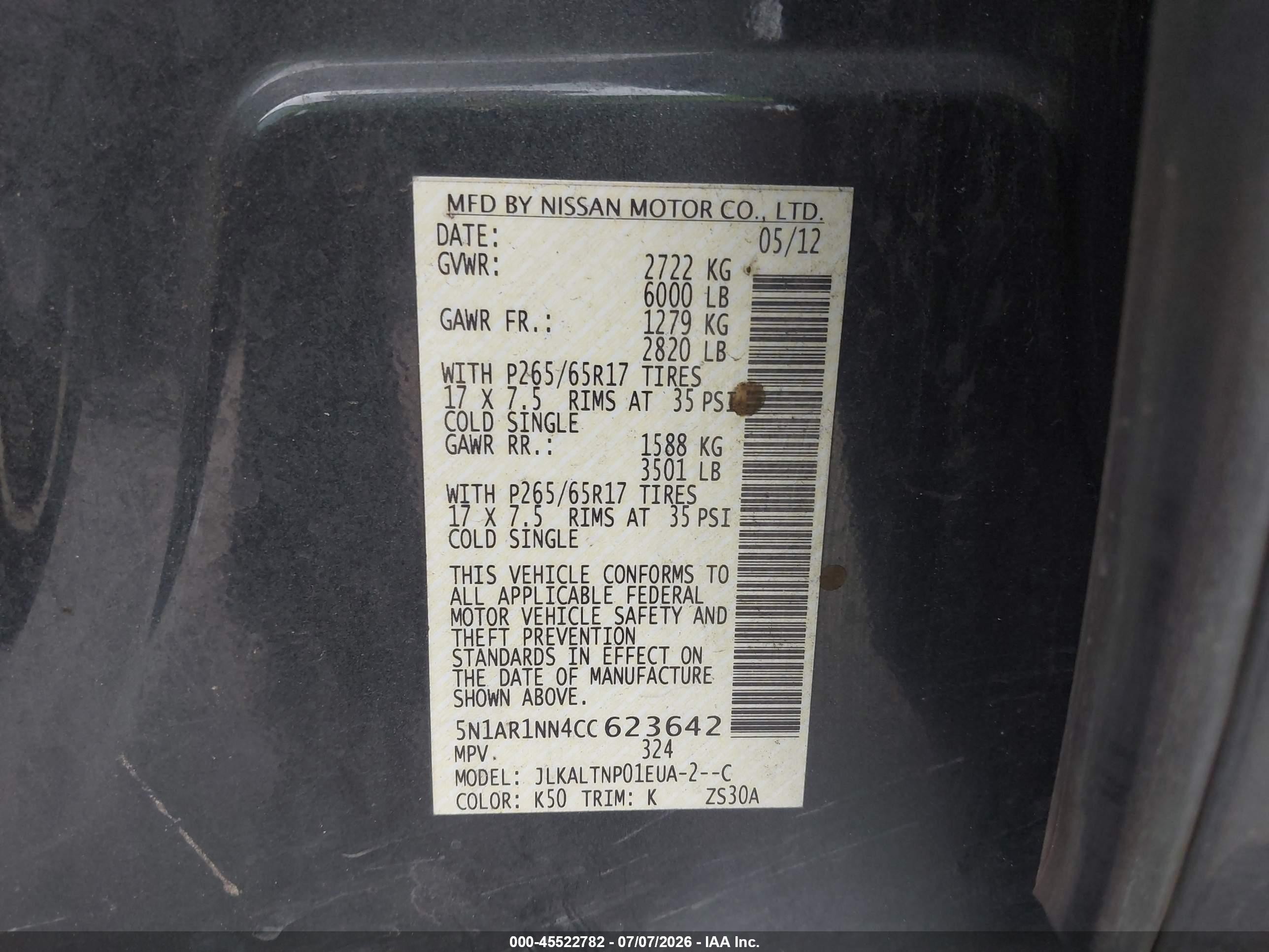 2012 Nissan Pathfinder Sv Black vin: 5N1AR1NN4CC623642