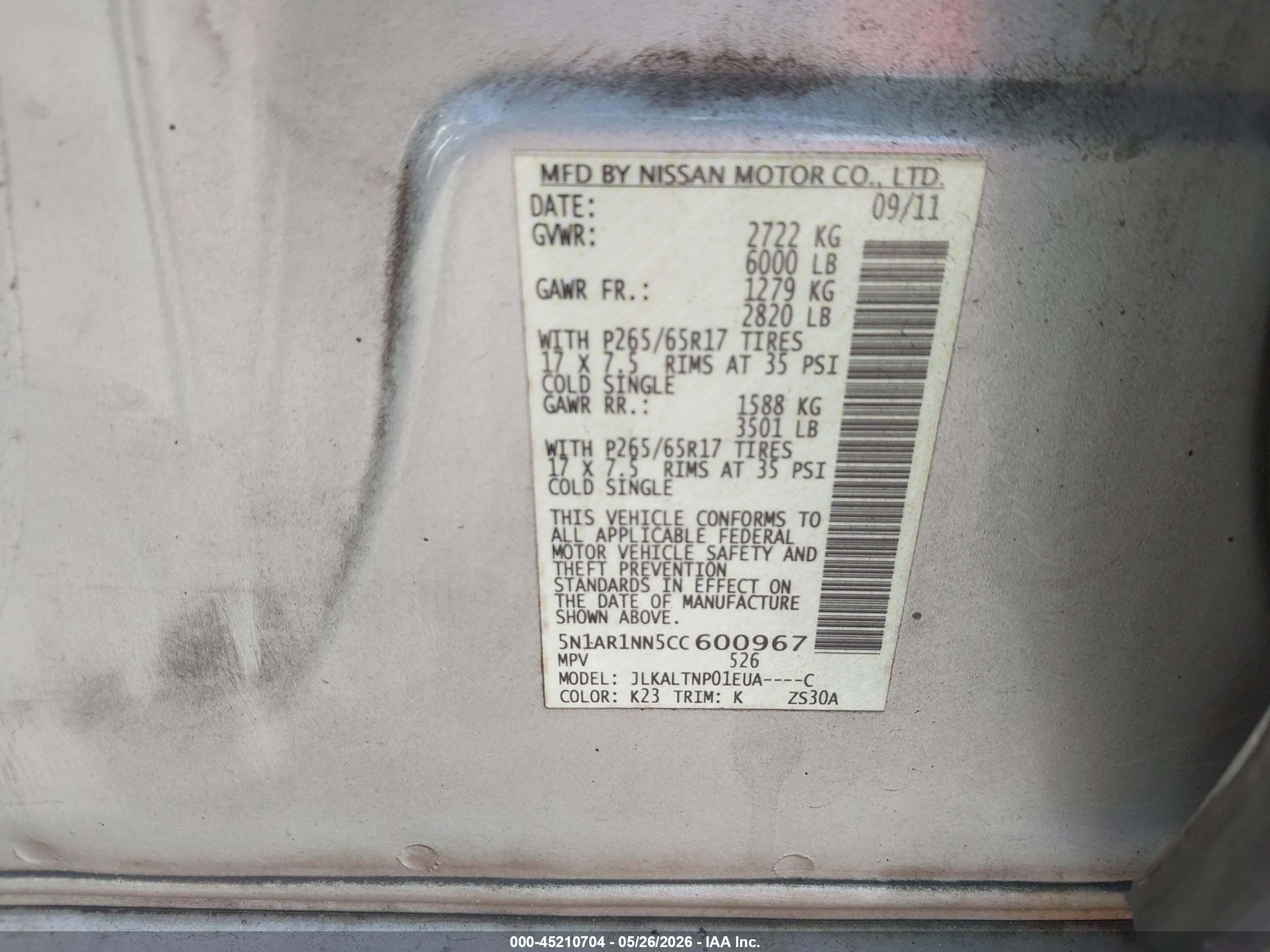 2012 Nissan Pathfinder Sv Silver vin: 5N1AR1NN5CC600967