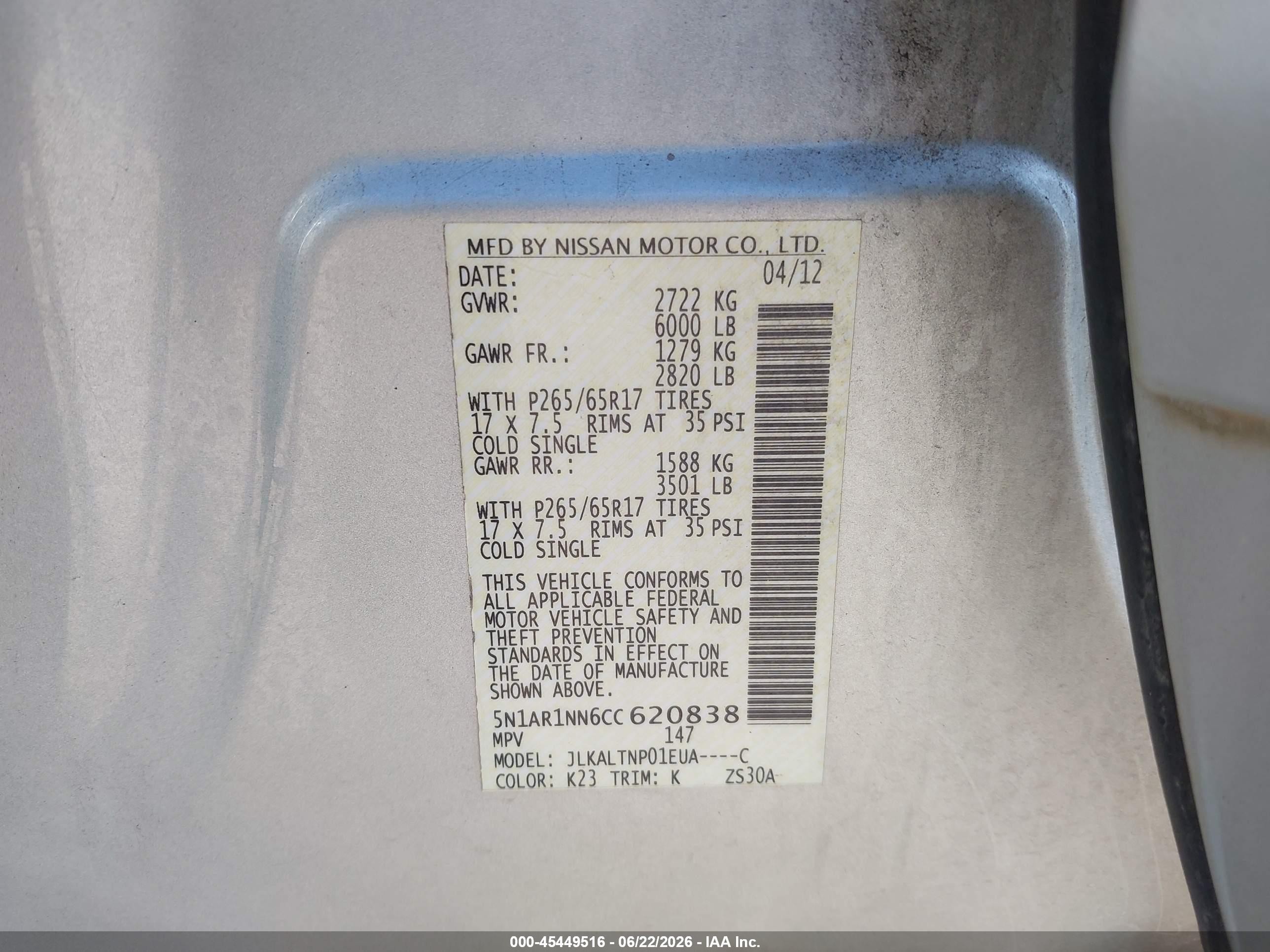 2012 Nissan Pathfinder Sv Silver vin: 5N1AR1NN6CC620838