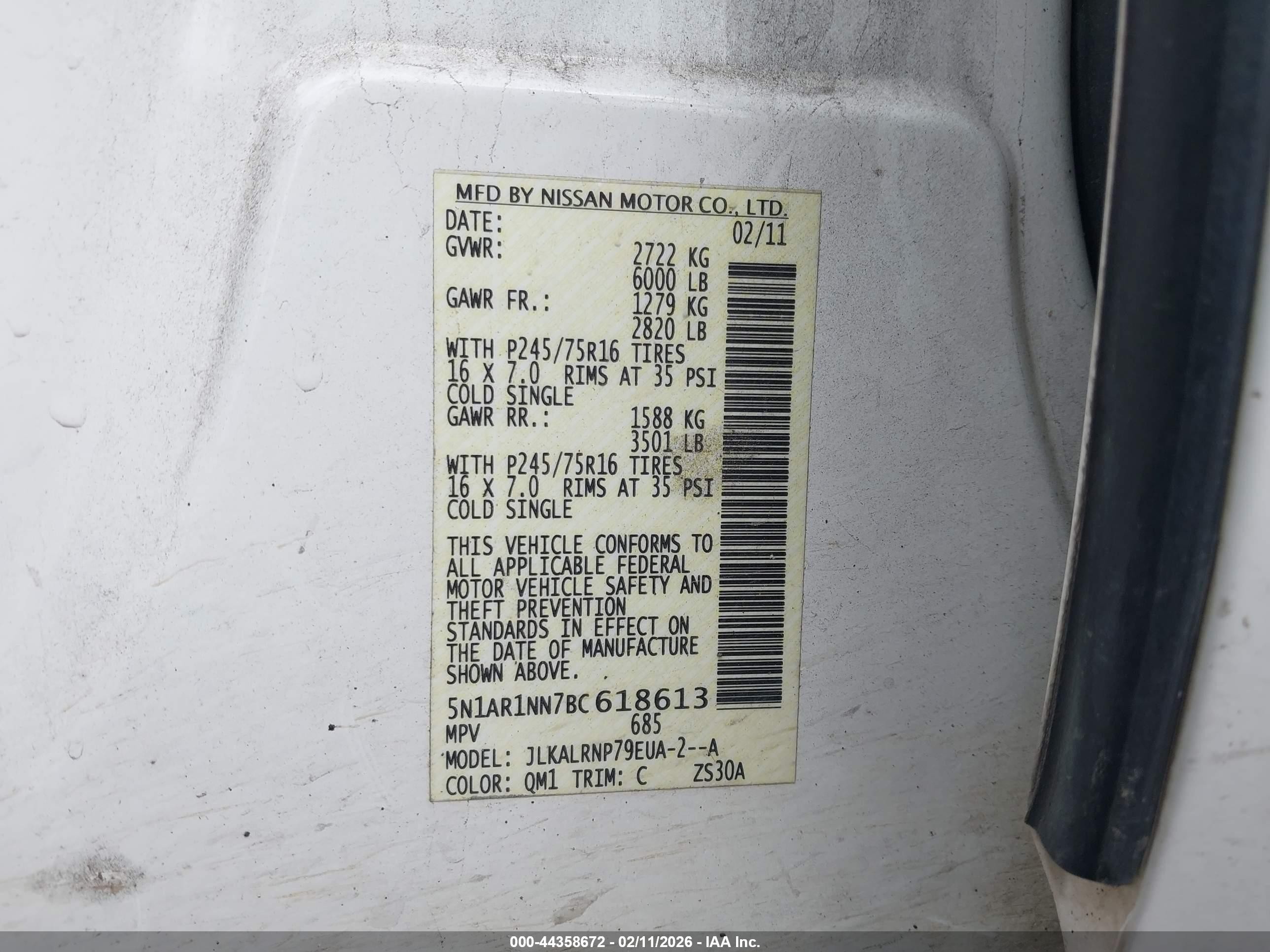 2011 Nissan Pathfinder S Белый vin: 5N1AR1NN7BC618613