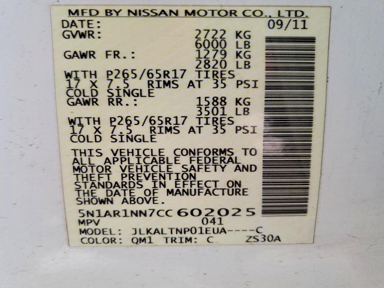 2012 Nissan Pathfinder S White vin: 5N1AR1NN7CC602025
