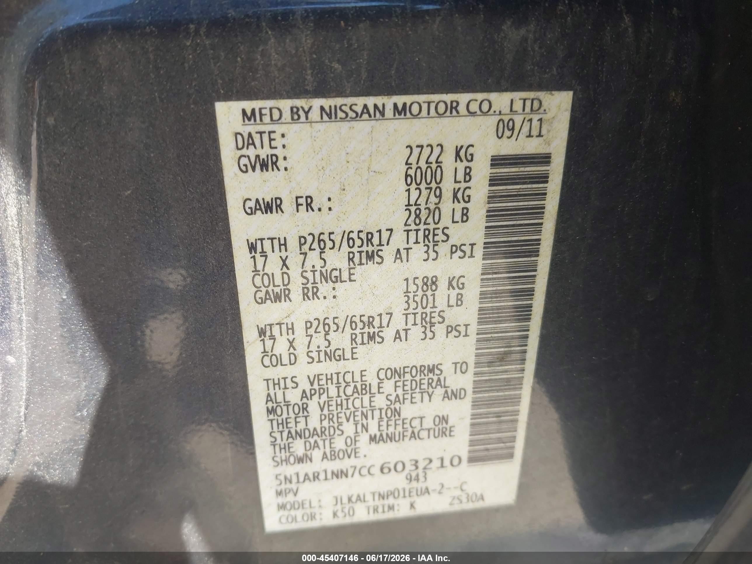 2012 Nissan Pathfinder Sv Gray vin: 5N1AR1NN7CC603210