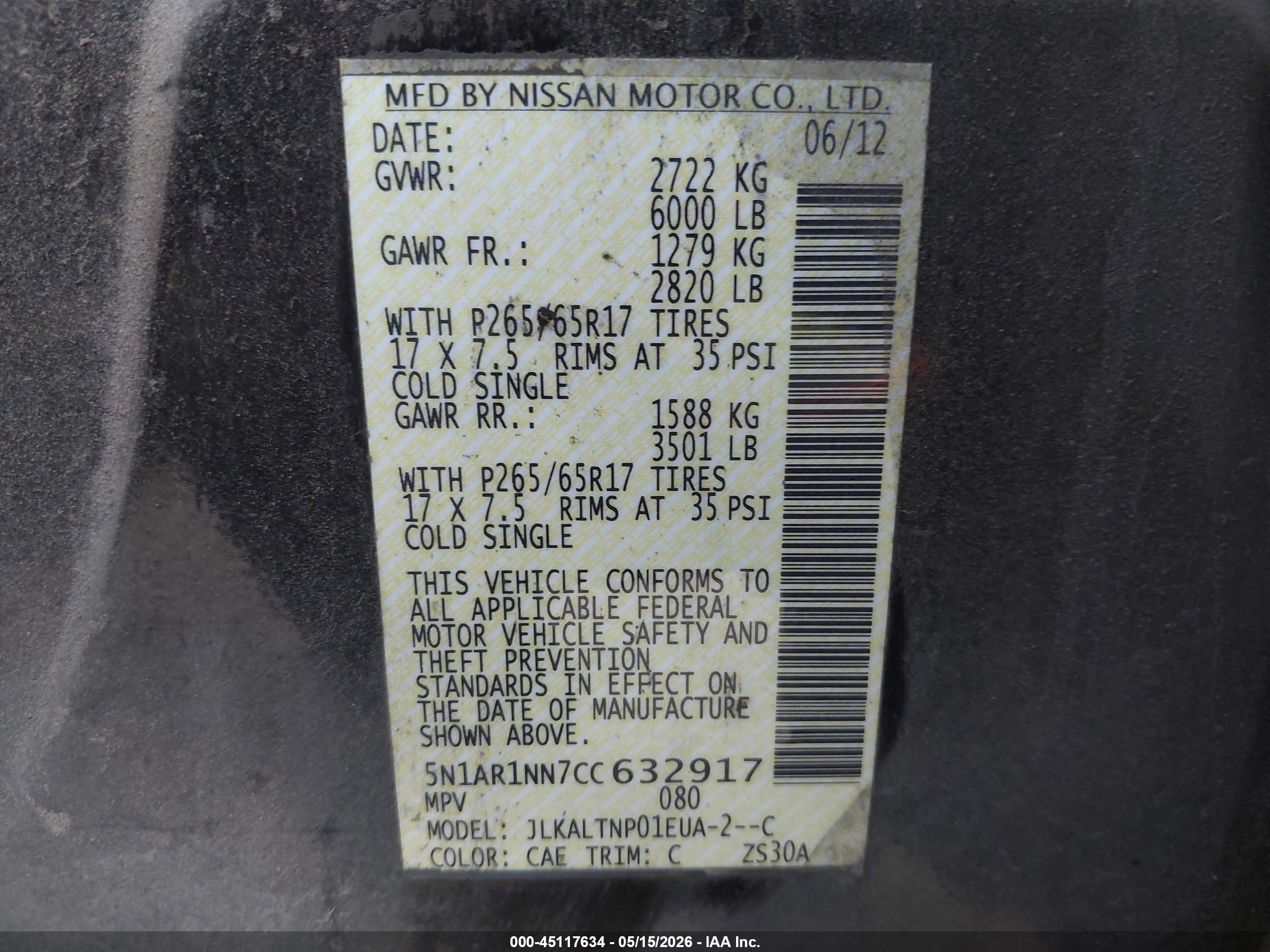 2012 Nissan Pathfinder Sv Black vin: 5N1AR1NN7CC632917