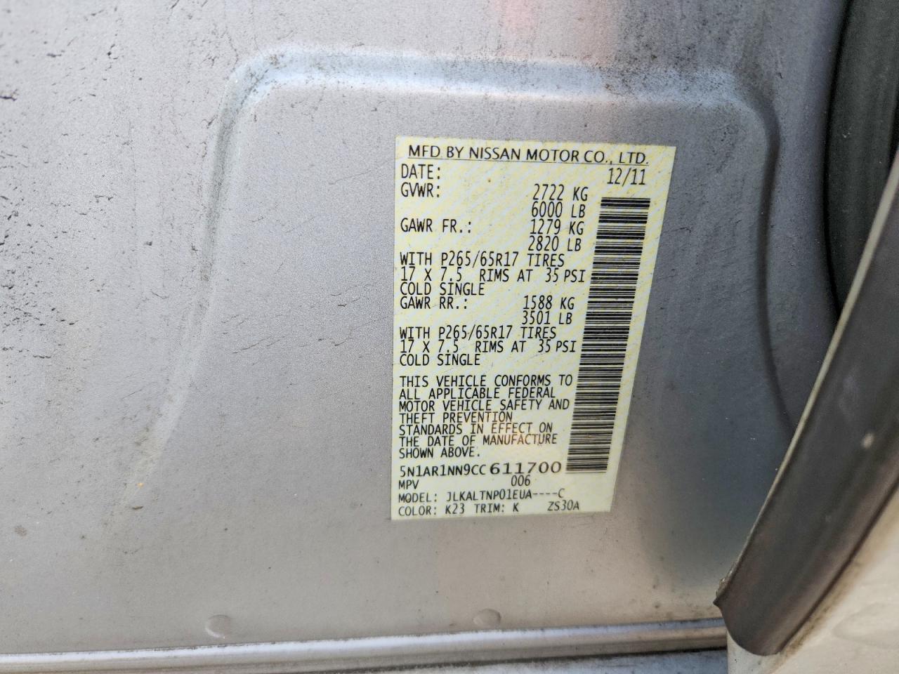 2012 Nissan Pathfinder S Silver vin: 5N1AR1NN9CC611700