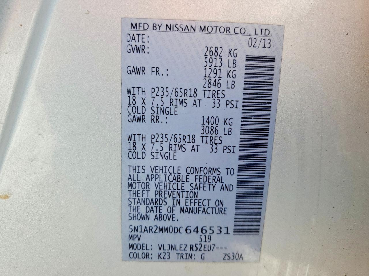 2013 Nissan Pathfinder S Silver vin: 5N1AR2MM0DC646531