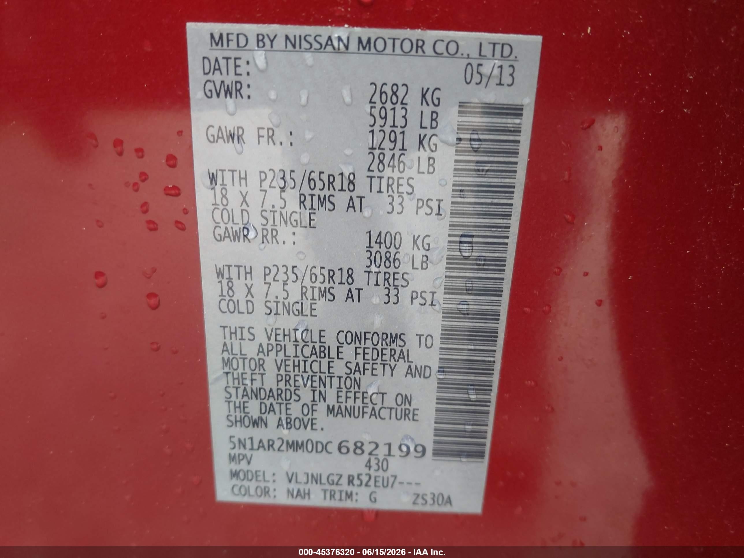 2013 Nissan Pathfinder Sl Red vin: 5N1AR2MM0DC682199