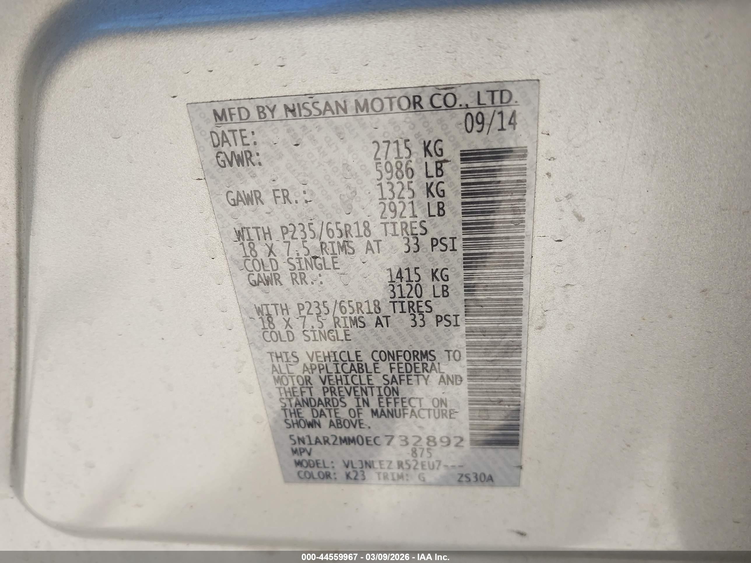 2014 Nissan Pathfinder Sv Silver vin: 5N1AR2MM0EC732892
