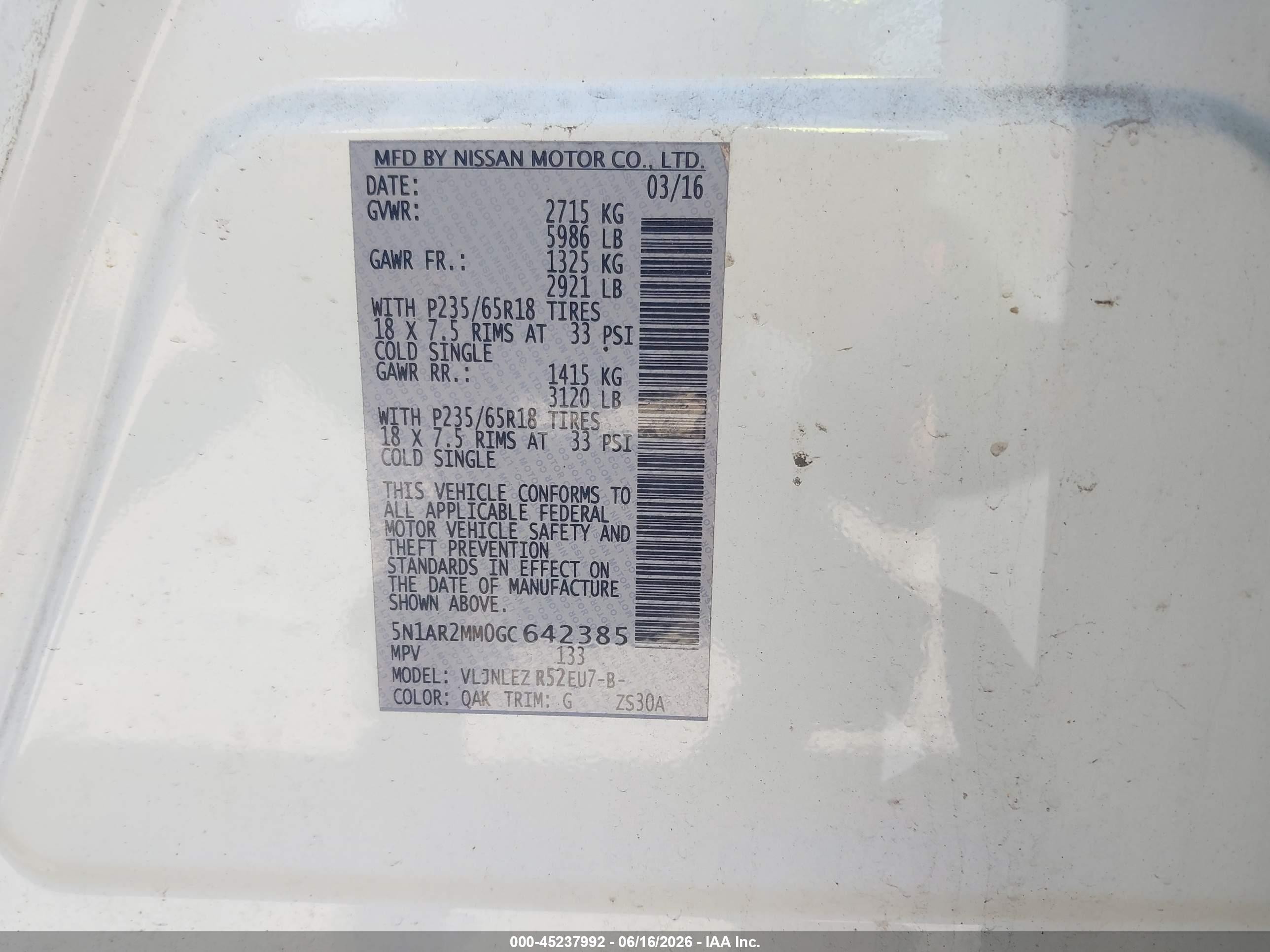 2016 Nissan Pathfinder Sv Белый vin: 5N1AR2MM0GC642385